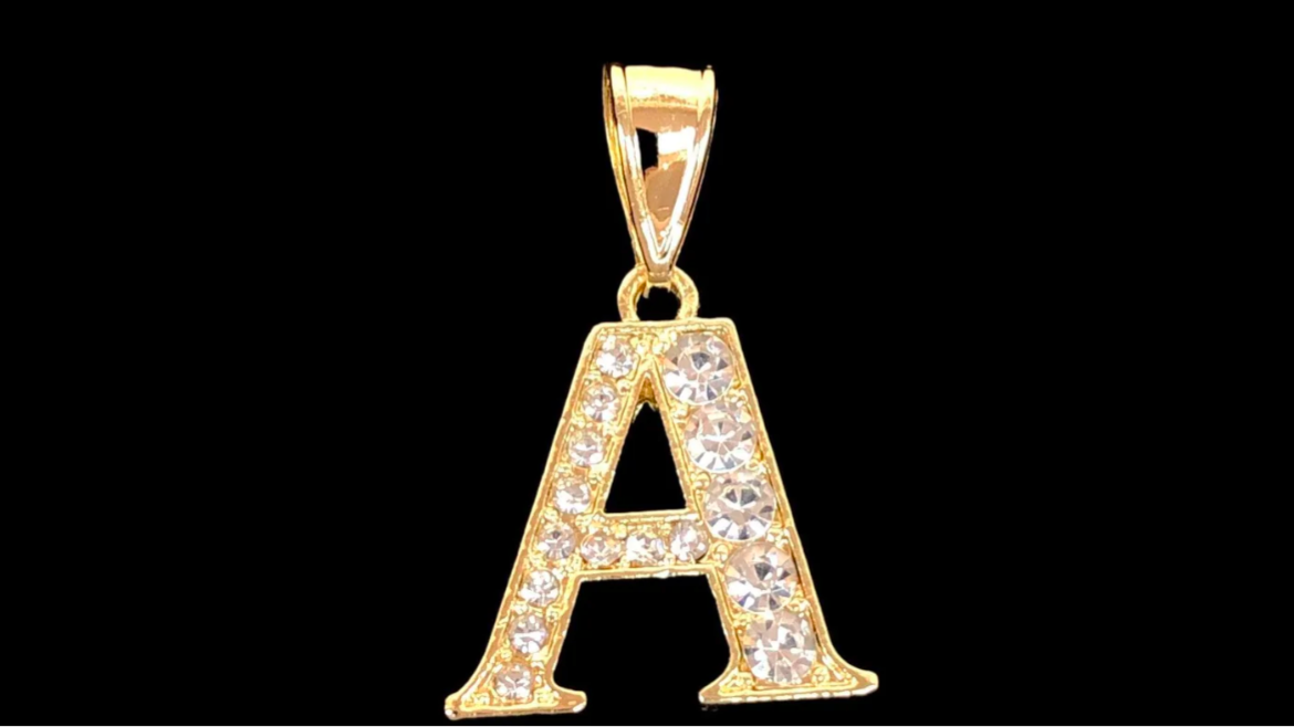 18K CZ Gold Initial Pendant