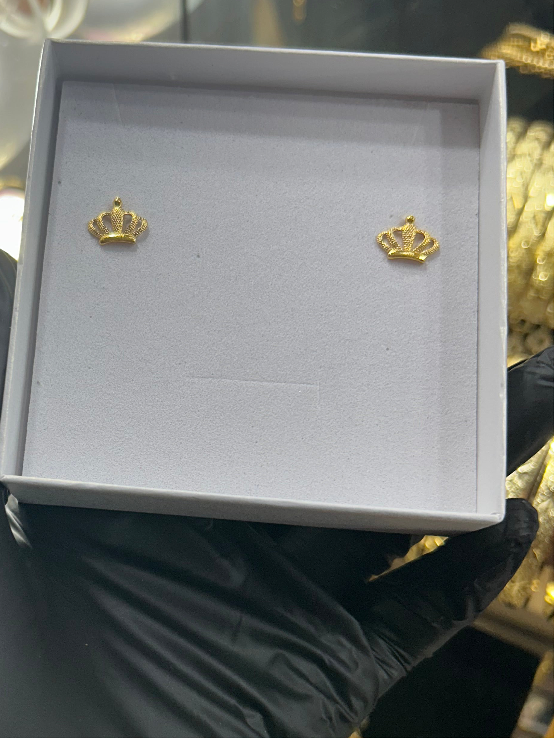 24K Gold Plated Crown Stud Earrings