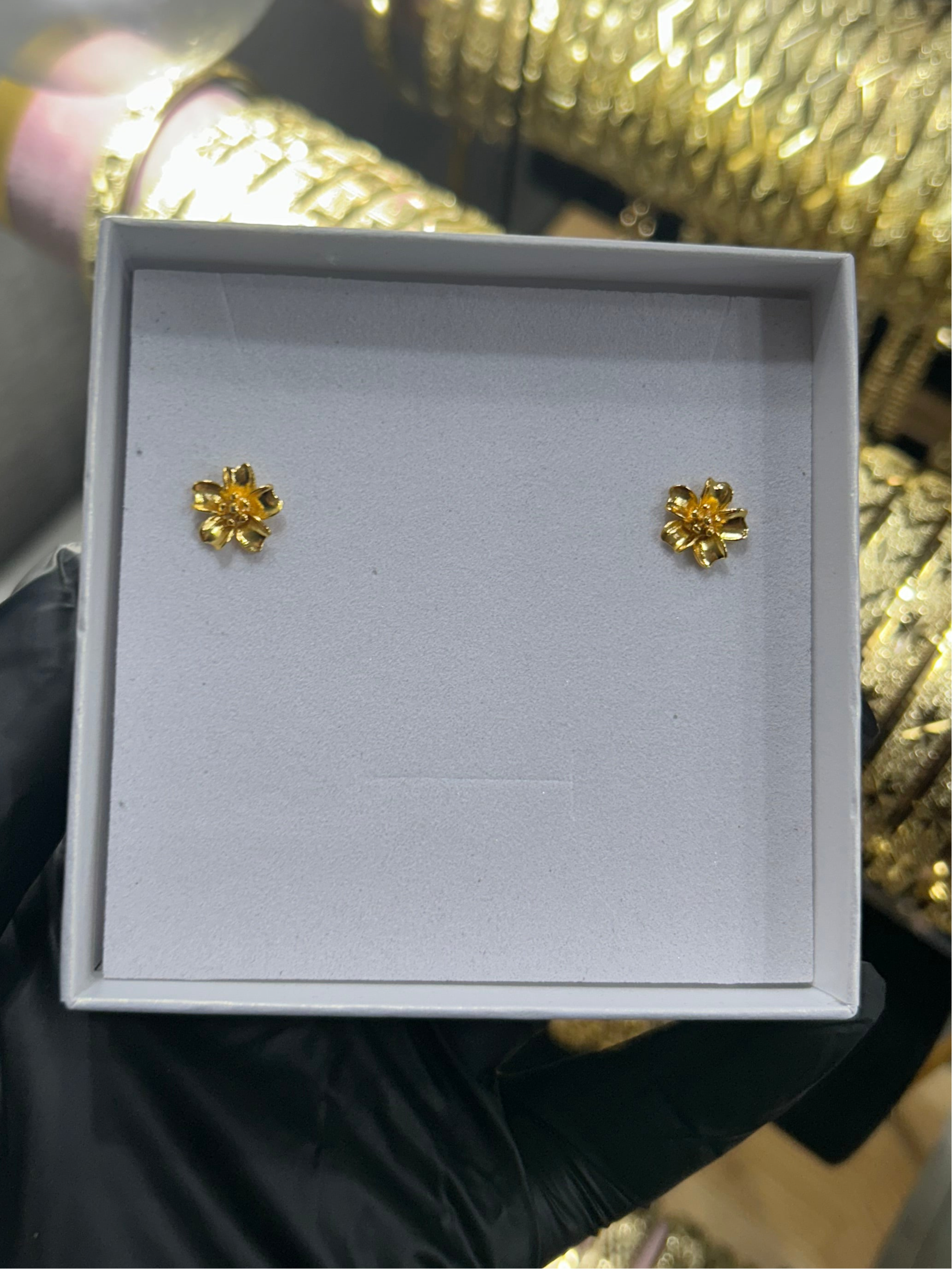 24K Gold Plated Flower Stud Earrings