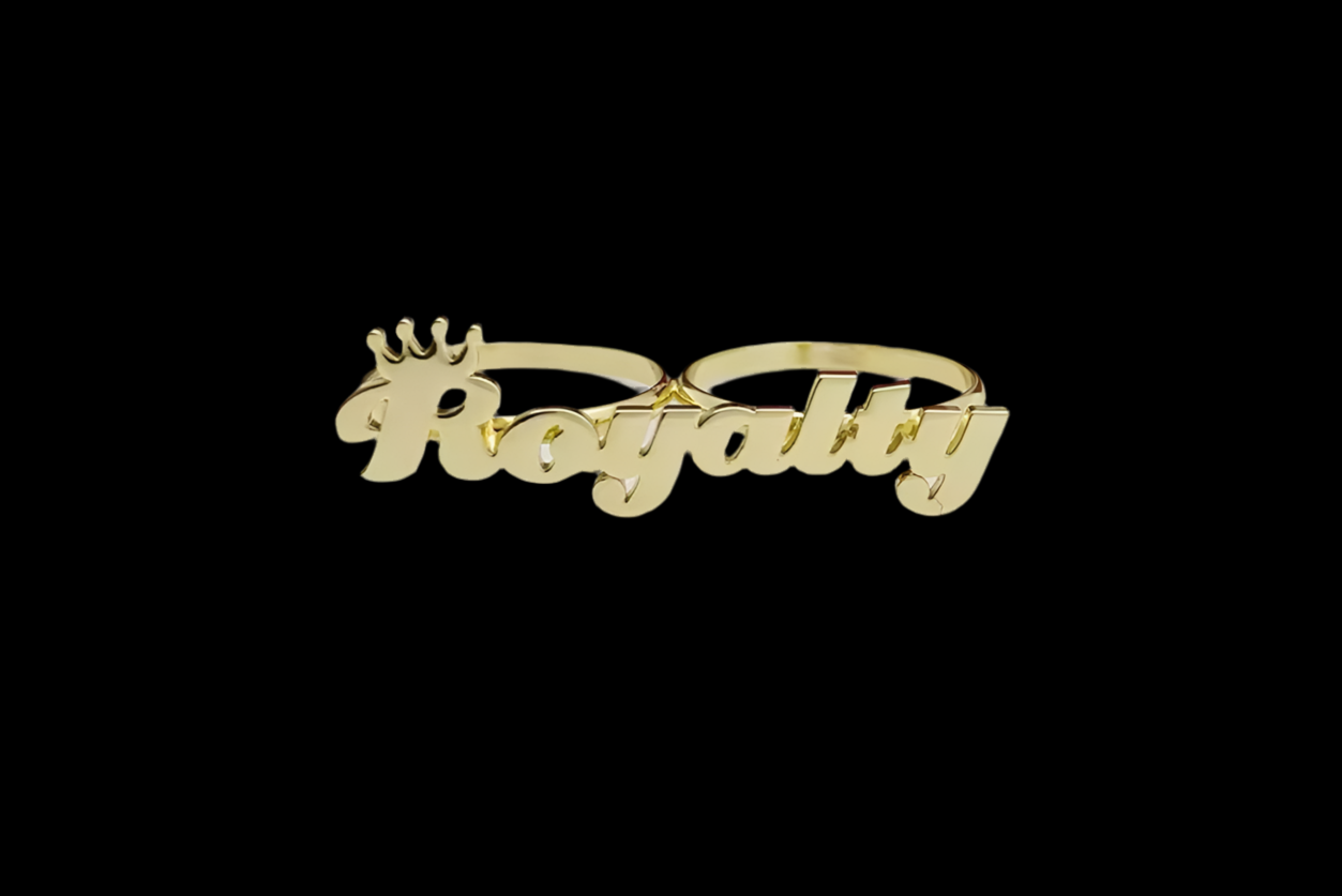 Two Finger 18K Gold Custom Name Ring