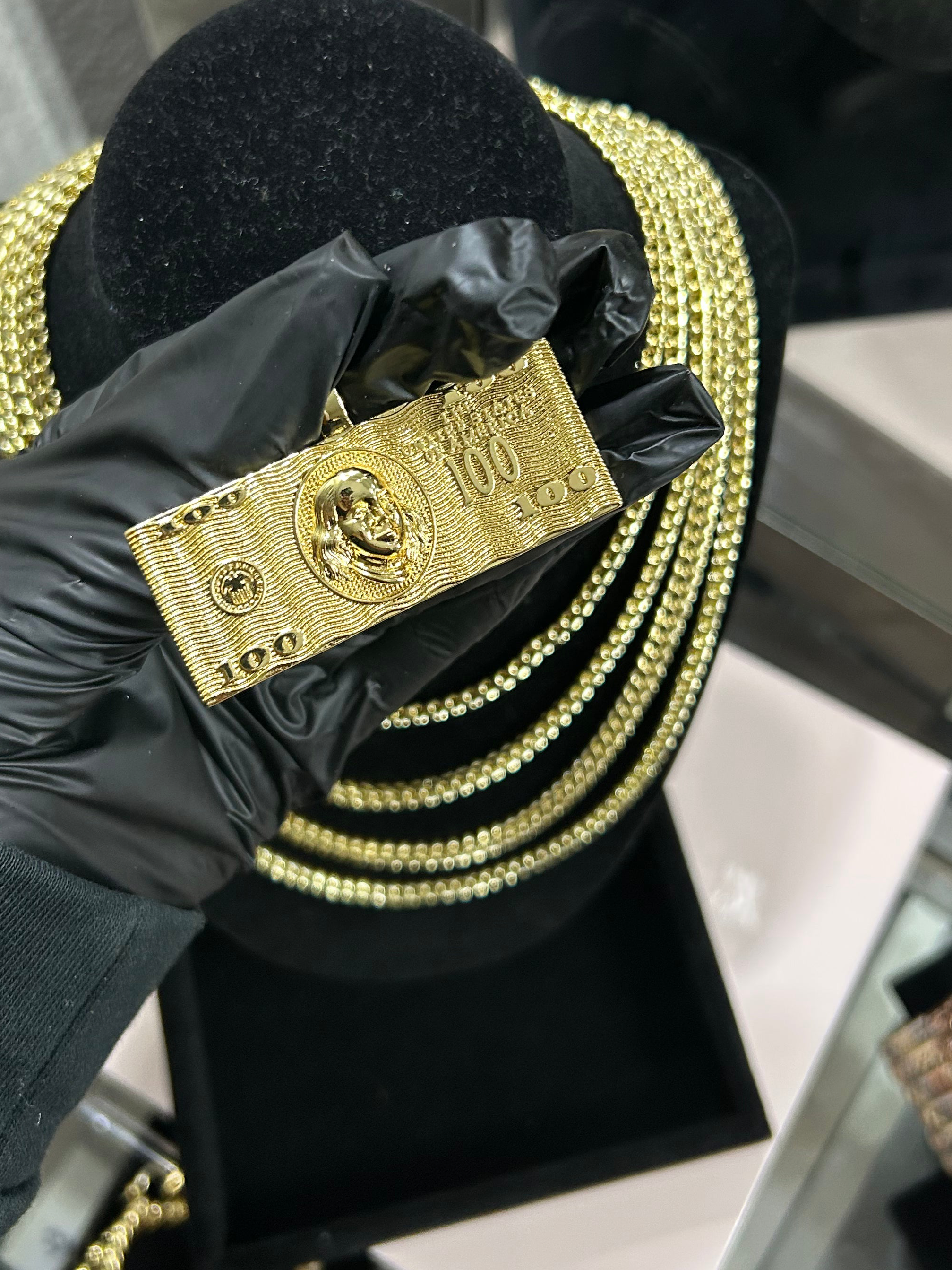 Gold 100 Bill Pendant