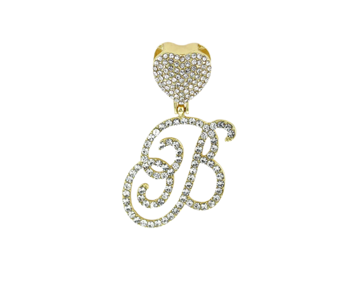 Gold Large Heart Initial Pendant