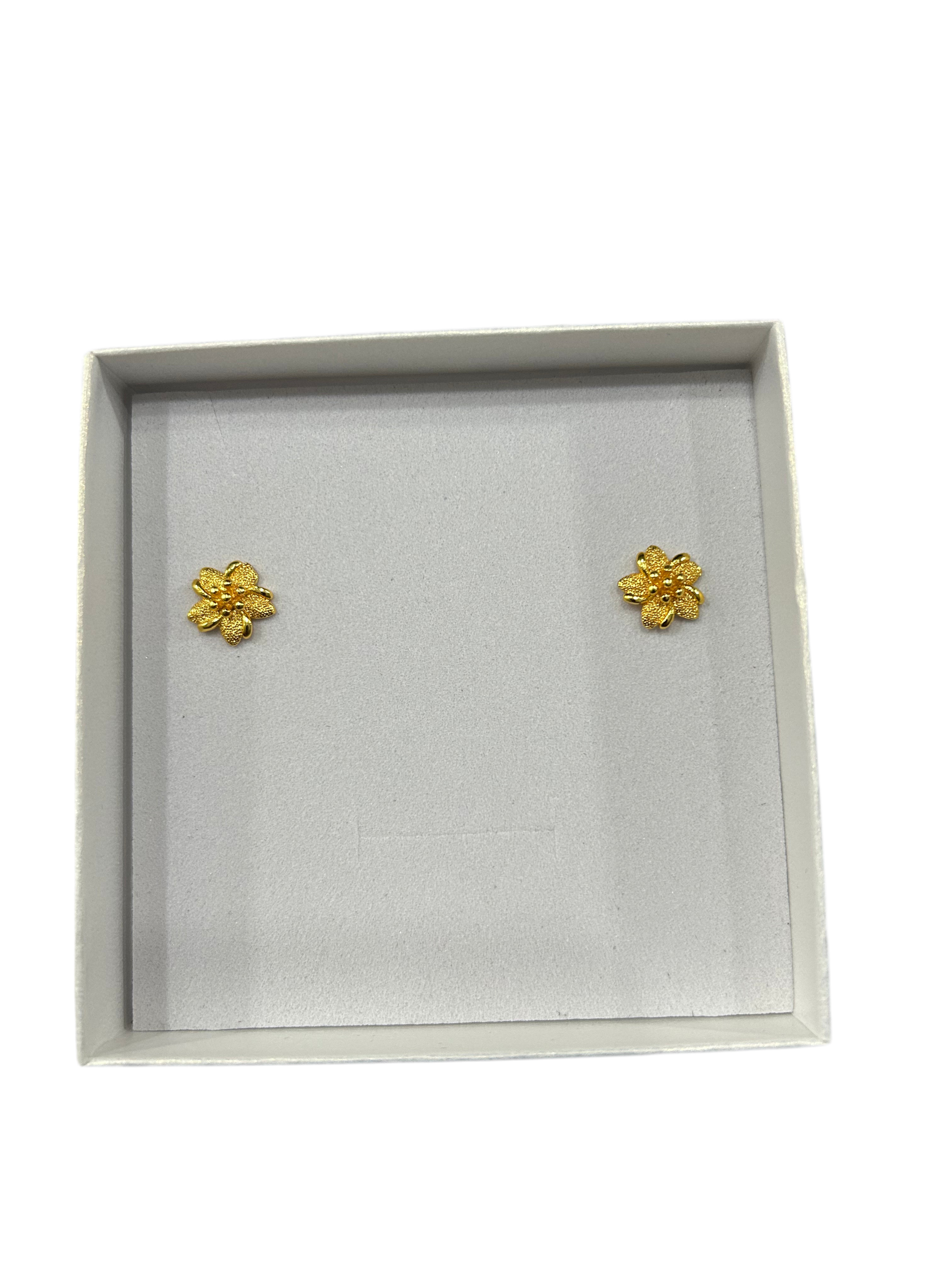 24K Gold Plated Flower Stud Earrings