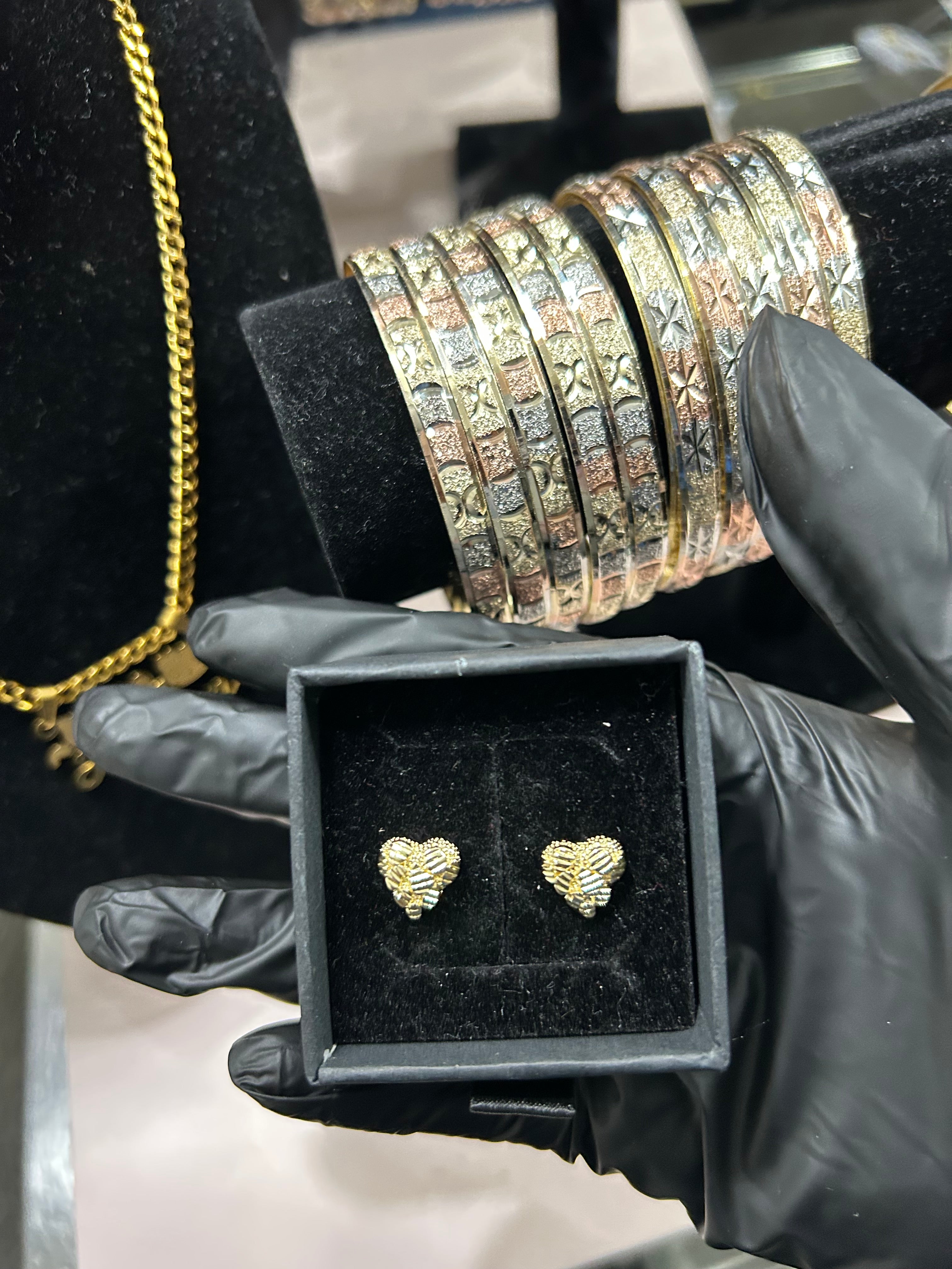 14K Gold heart nugget earrings