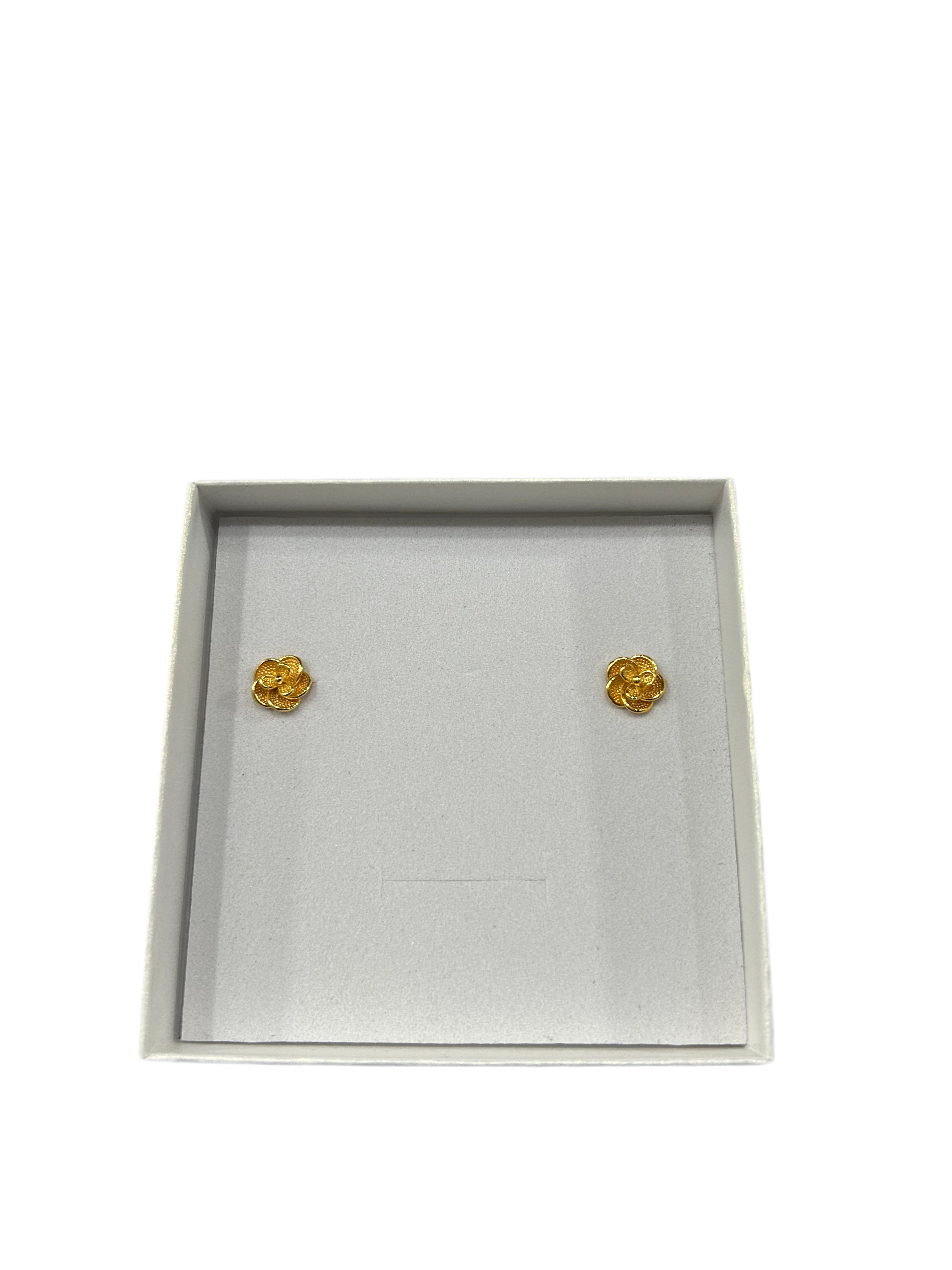 24K Gold Plated Flower Stud Earrings