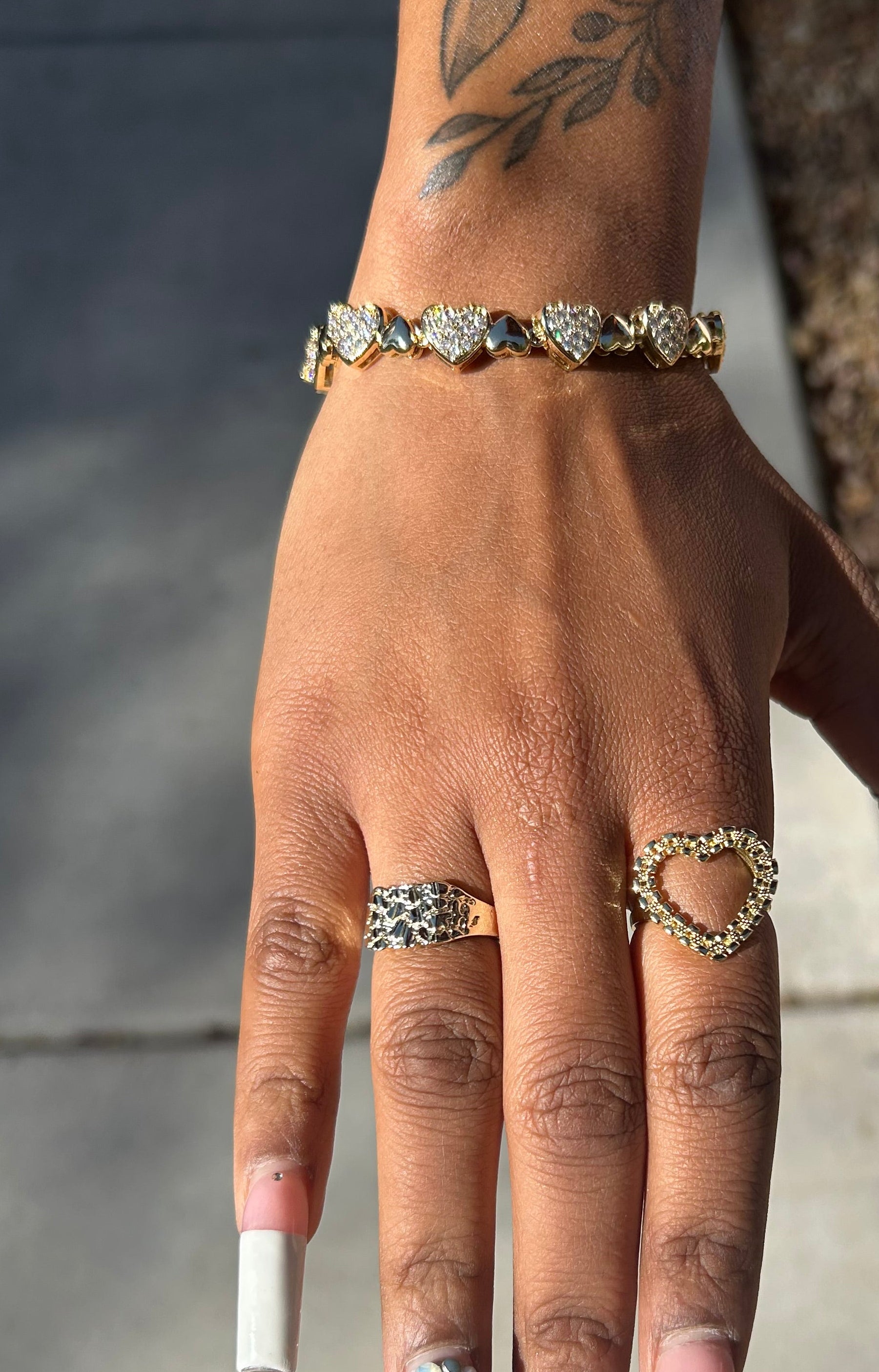 Gold CZ Heart Bracelet