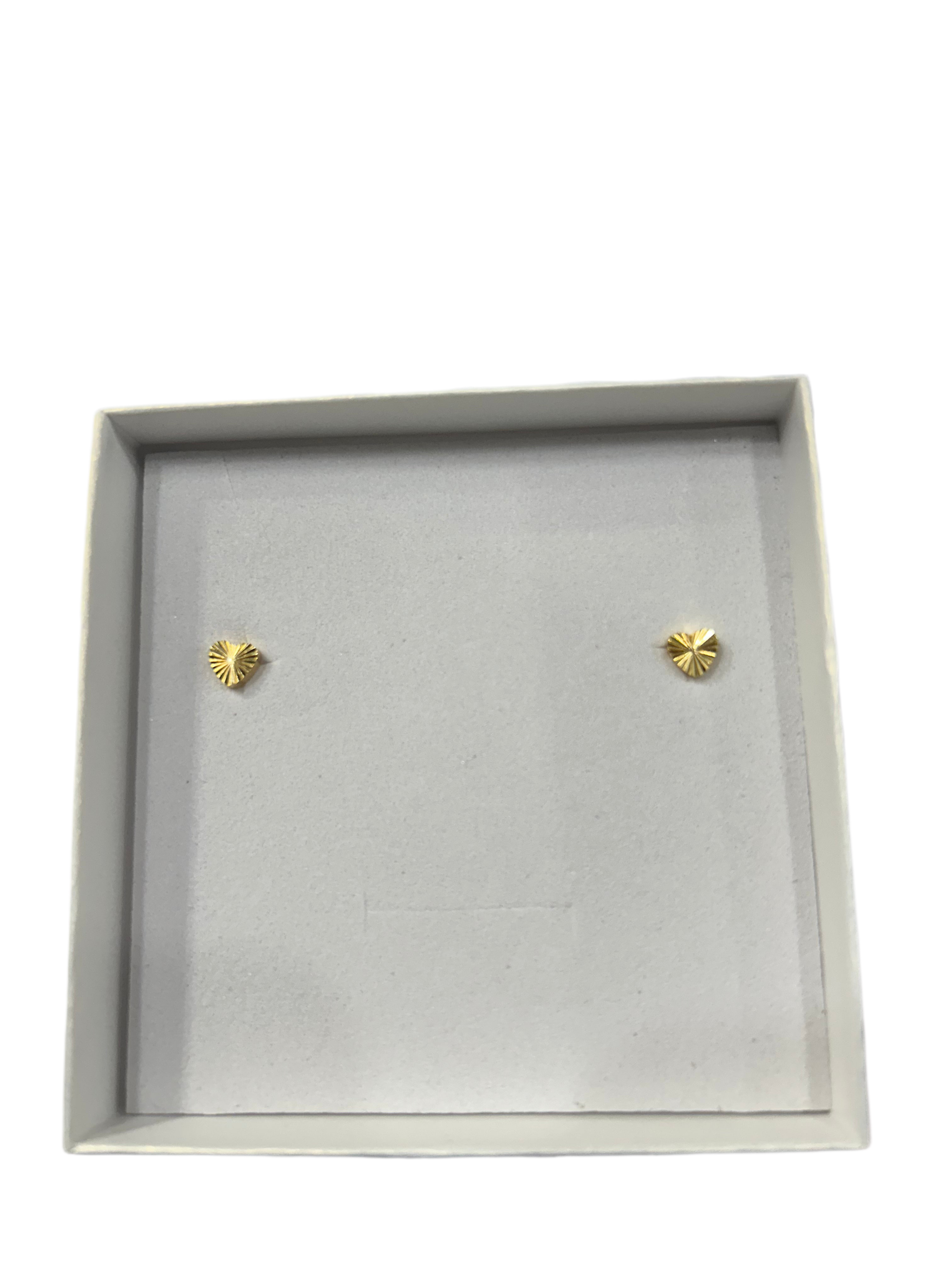 Diamond Cut Heart Stud Earrings