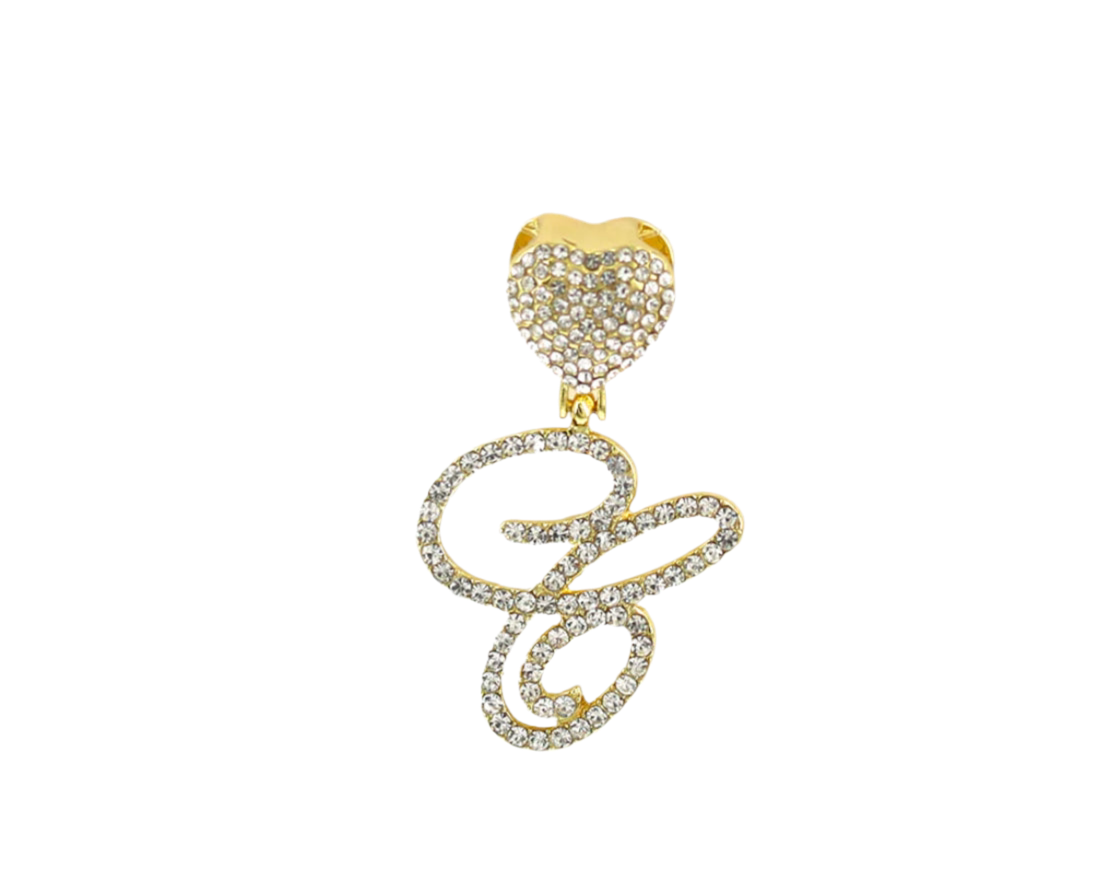 Gold Large Heart Initial Pendant