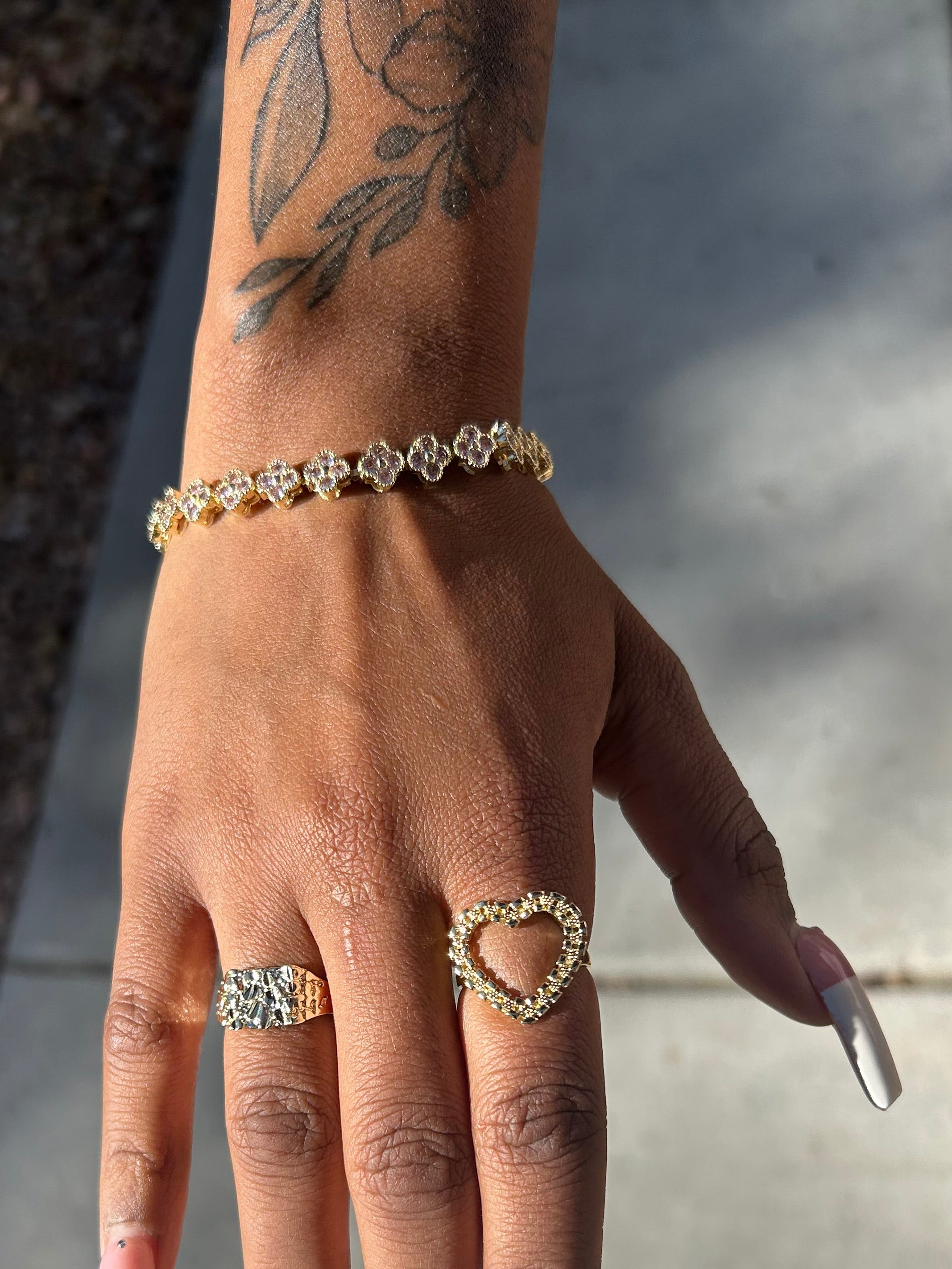 Gold & Pink Clover Bracelet