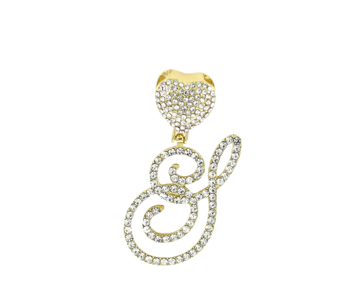 Gold Large Heart Initial Pendant
