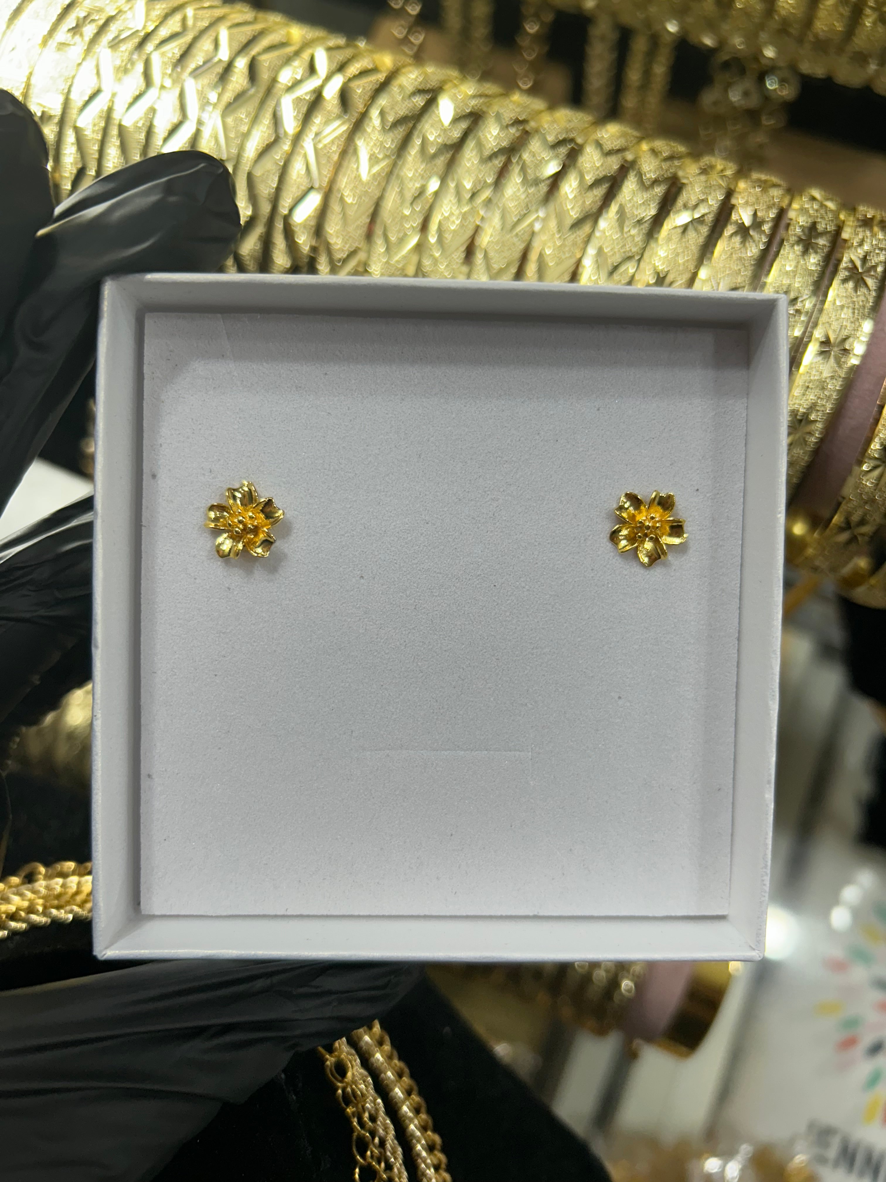 24K Gold Plated Flower Stud Earrings