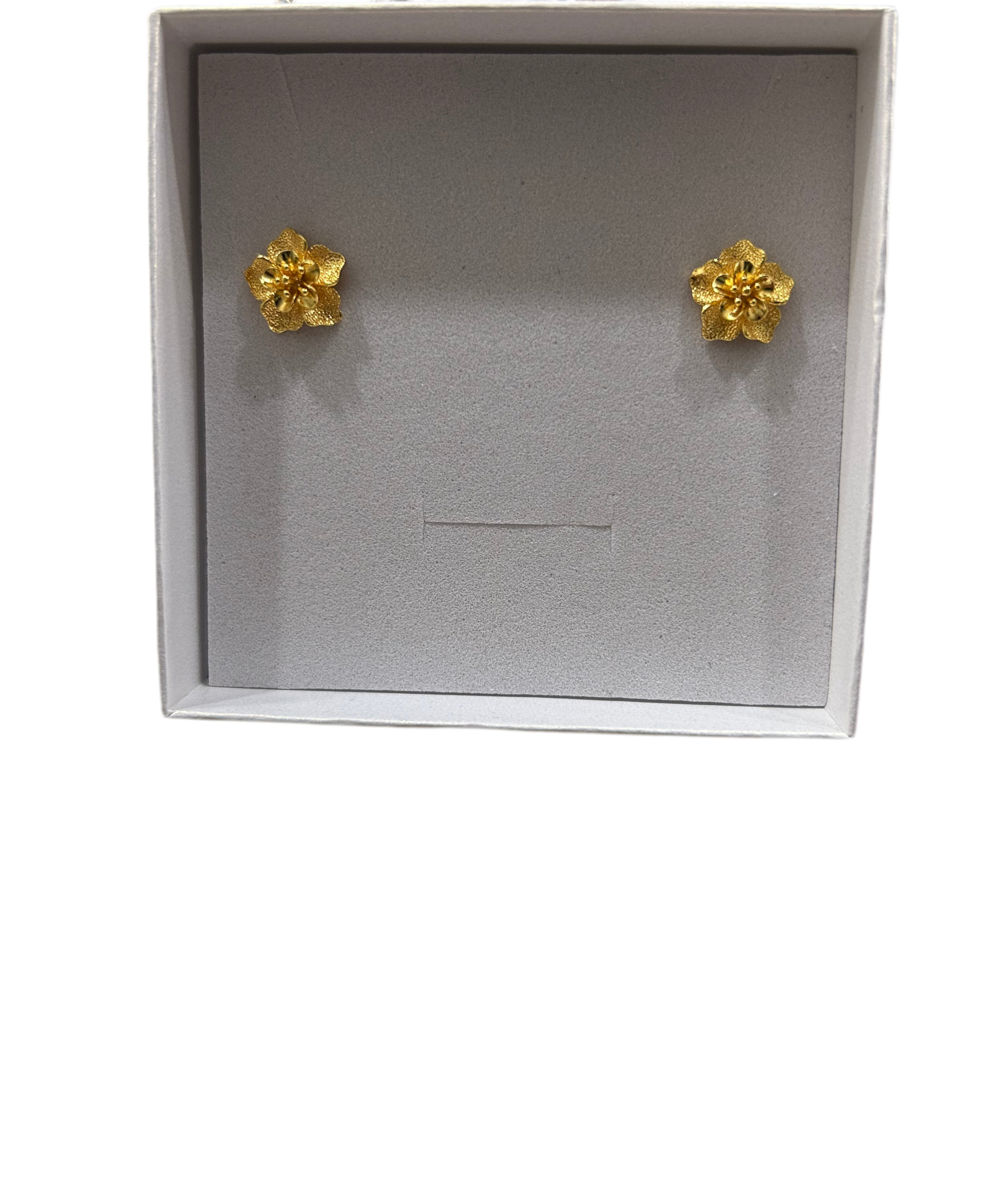 24K Gold Plated Flower Stud Earrings
