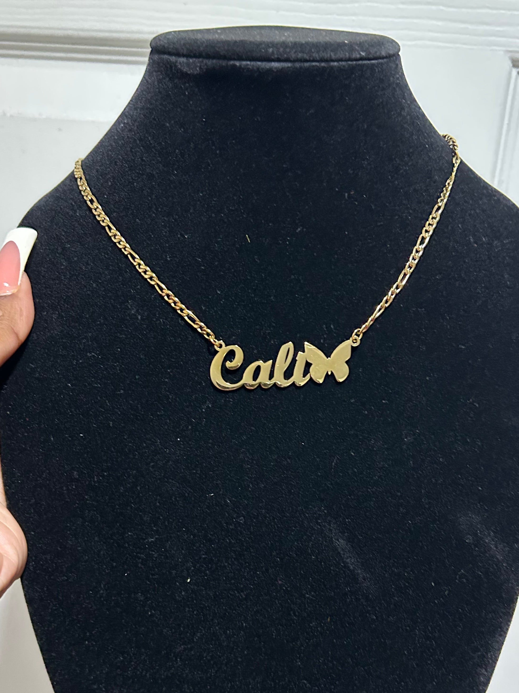 Custom name necklace with butterfly