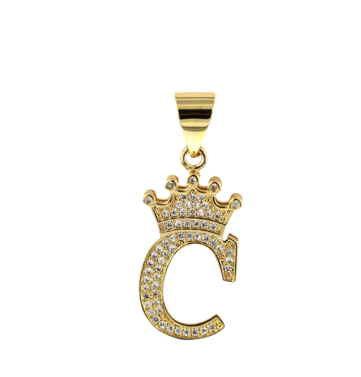 Gold Crown Initial Pendant