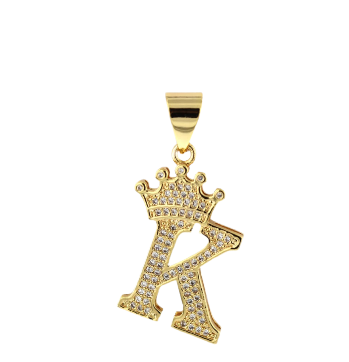 Gold Crown Initial Pendant