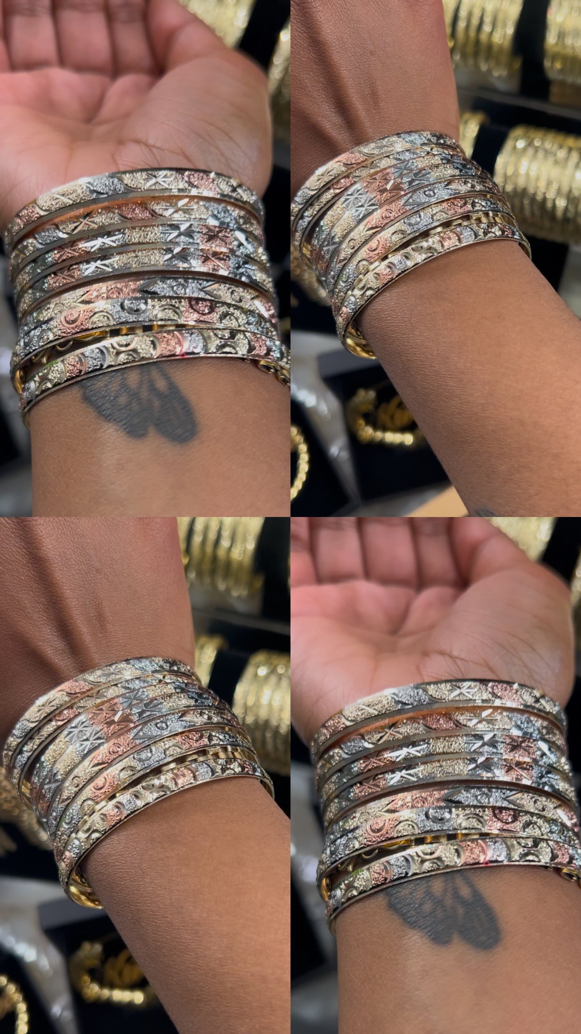 18K Gold Bangles Mixed Designs