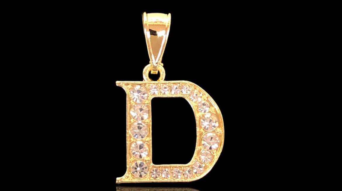 18K CZ Gold Initial Pendant