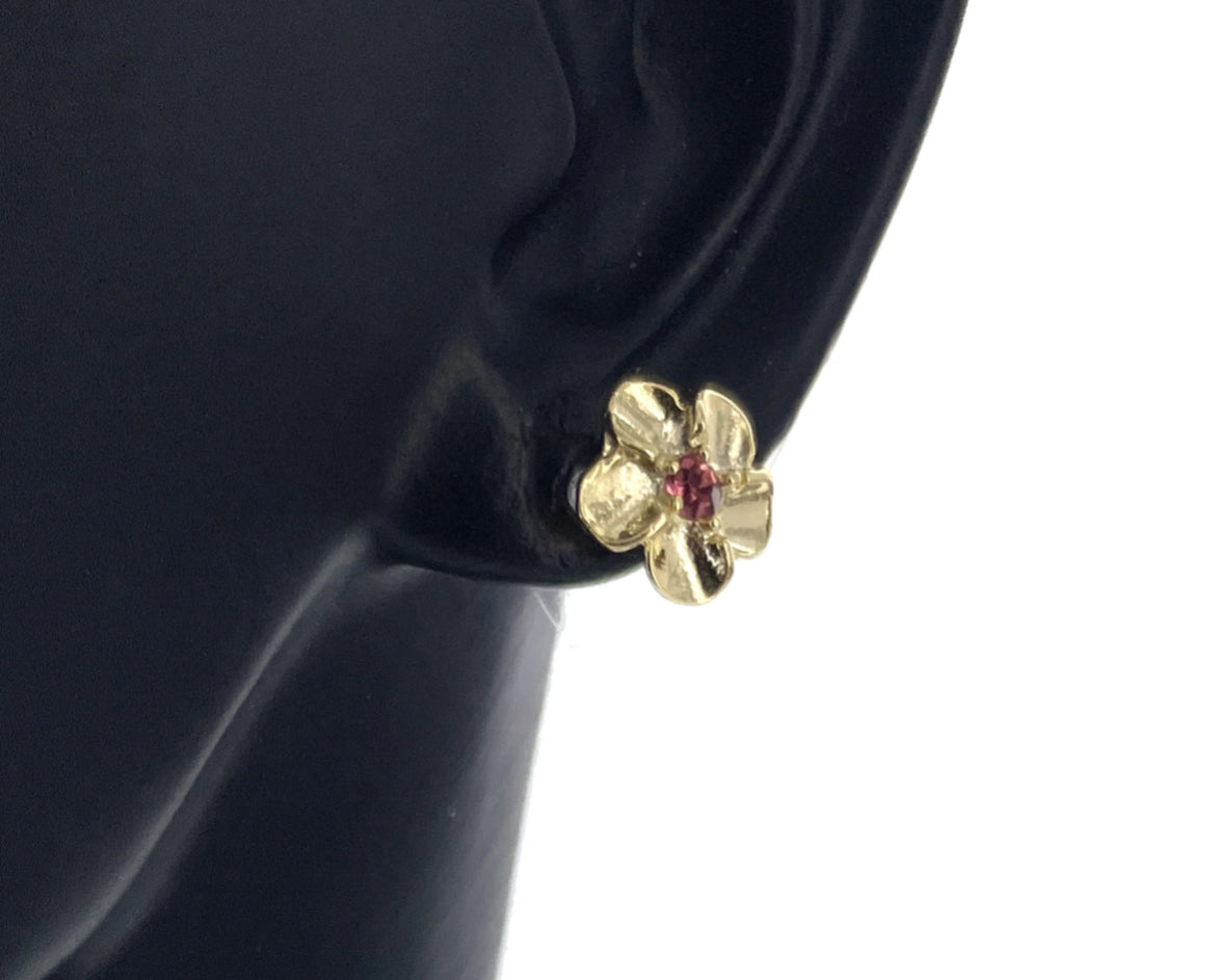 18K Gold Flower Stud Earrings