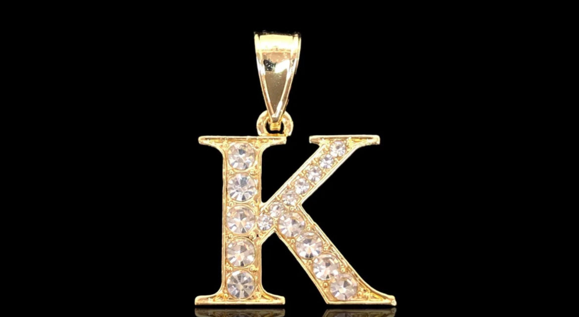 18K CZ Gold Initial Pendant