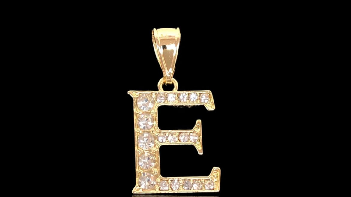 18K CZ Gold Initial Pendant