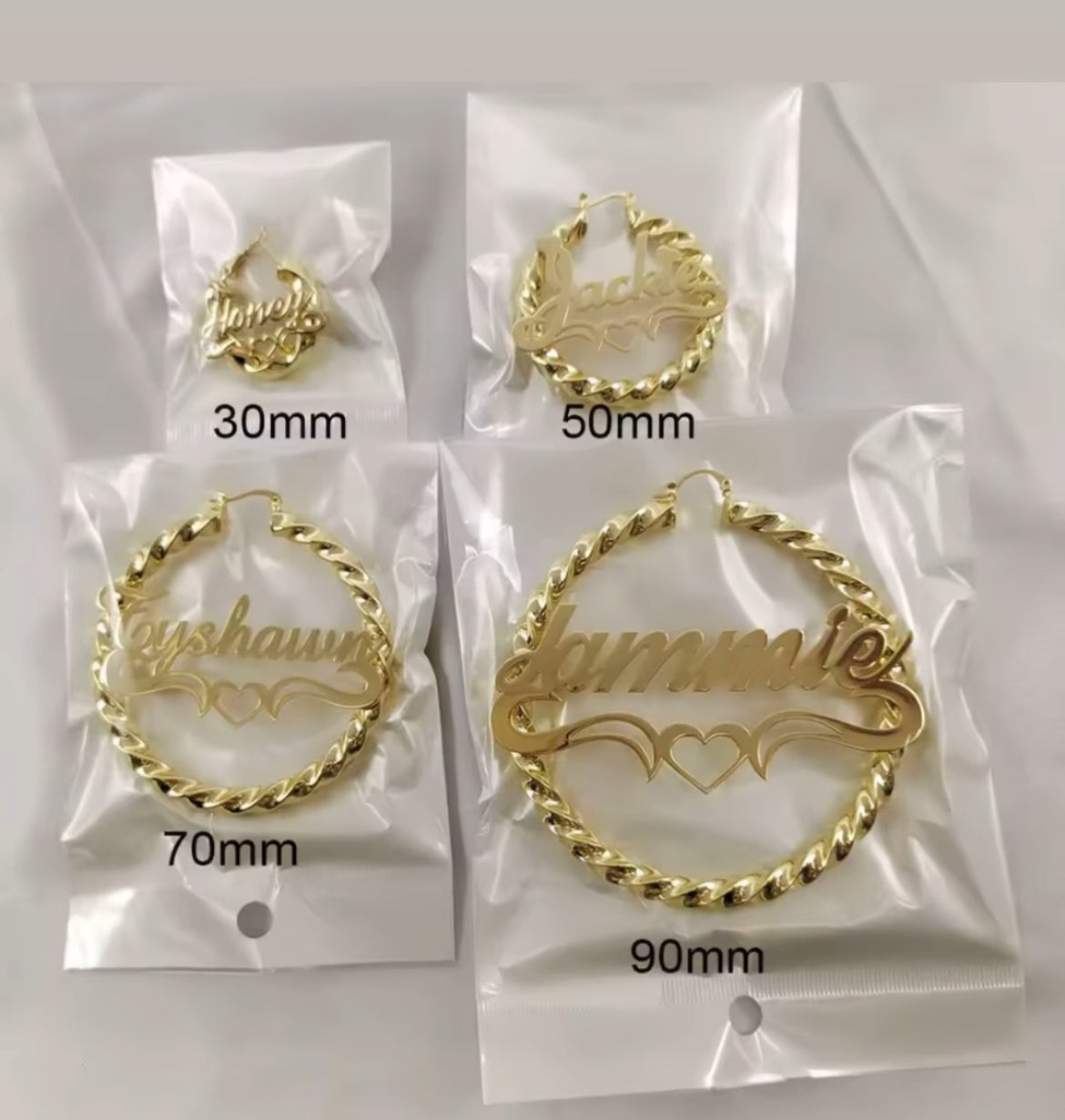 Boop Rope Twist Custom Name Hoops 18K Gold