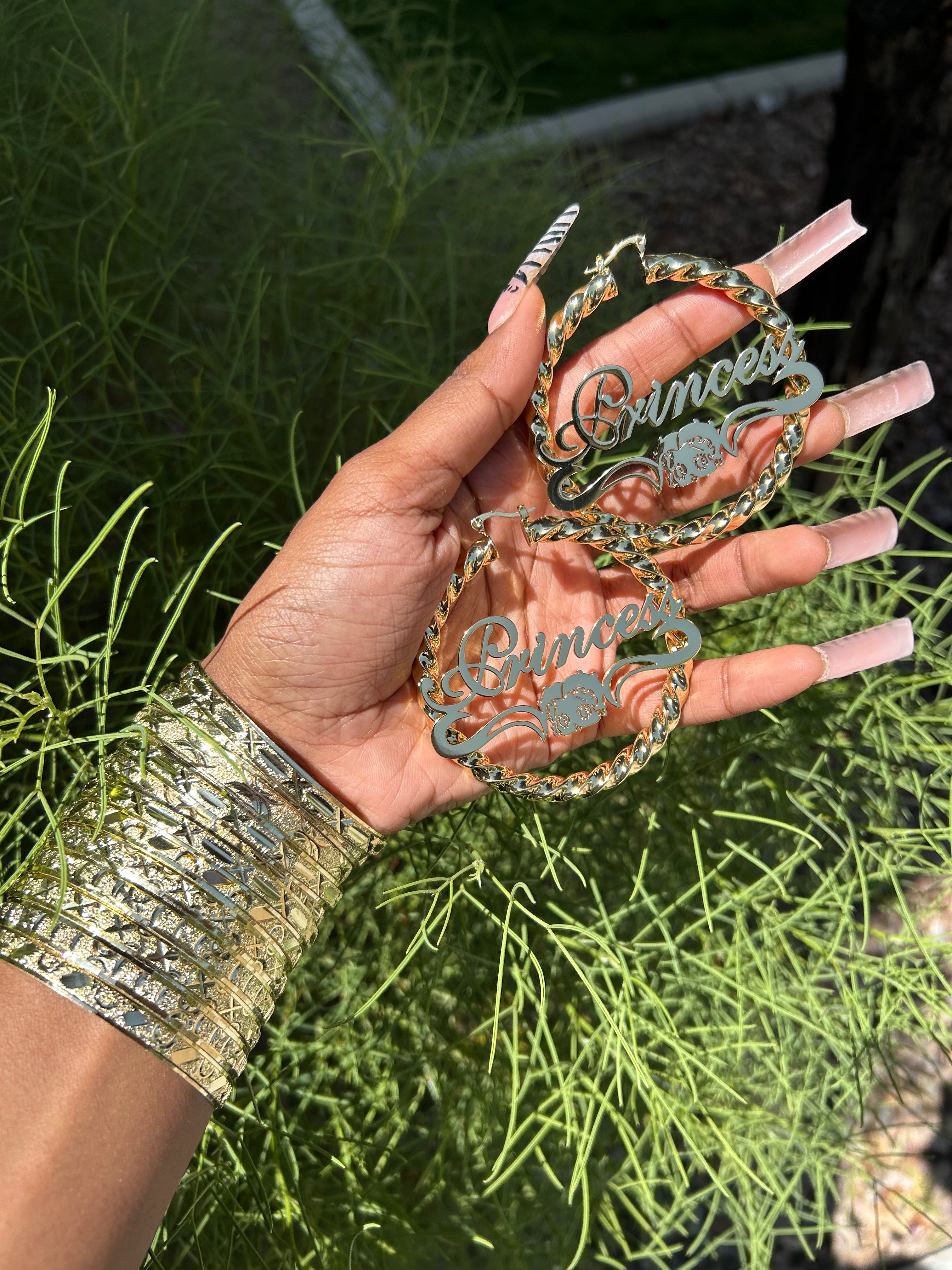 Boop Rope Twist Custom Name Hoops 18K Gold