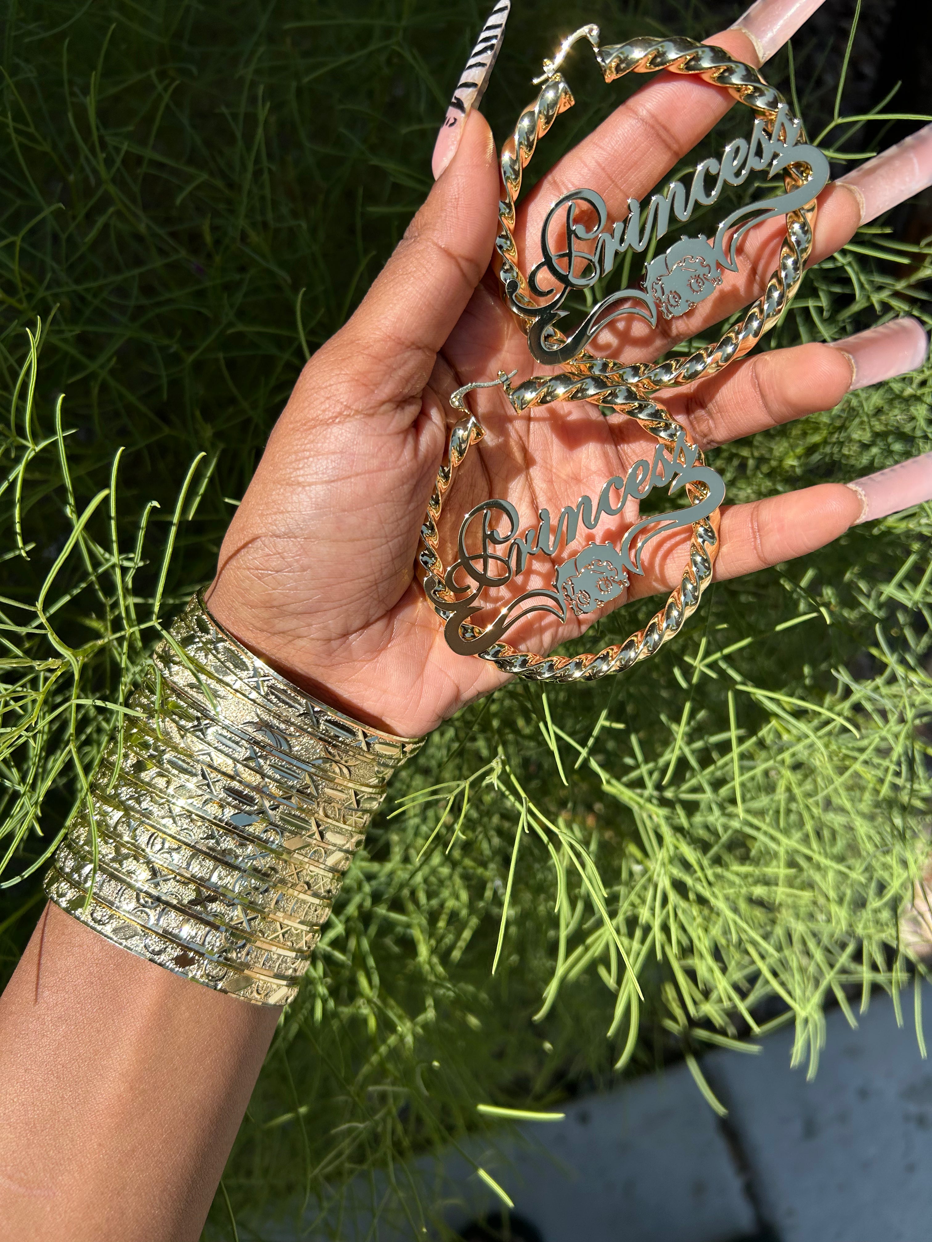 Boop Rope Twist Custom Name Hoops 18K Gold