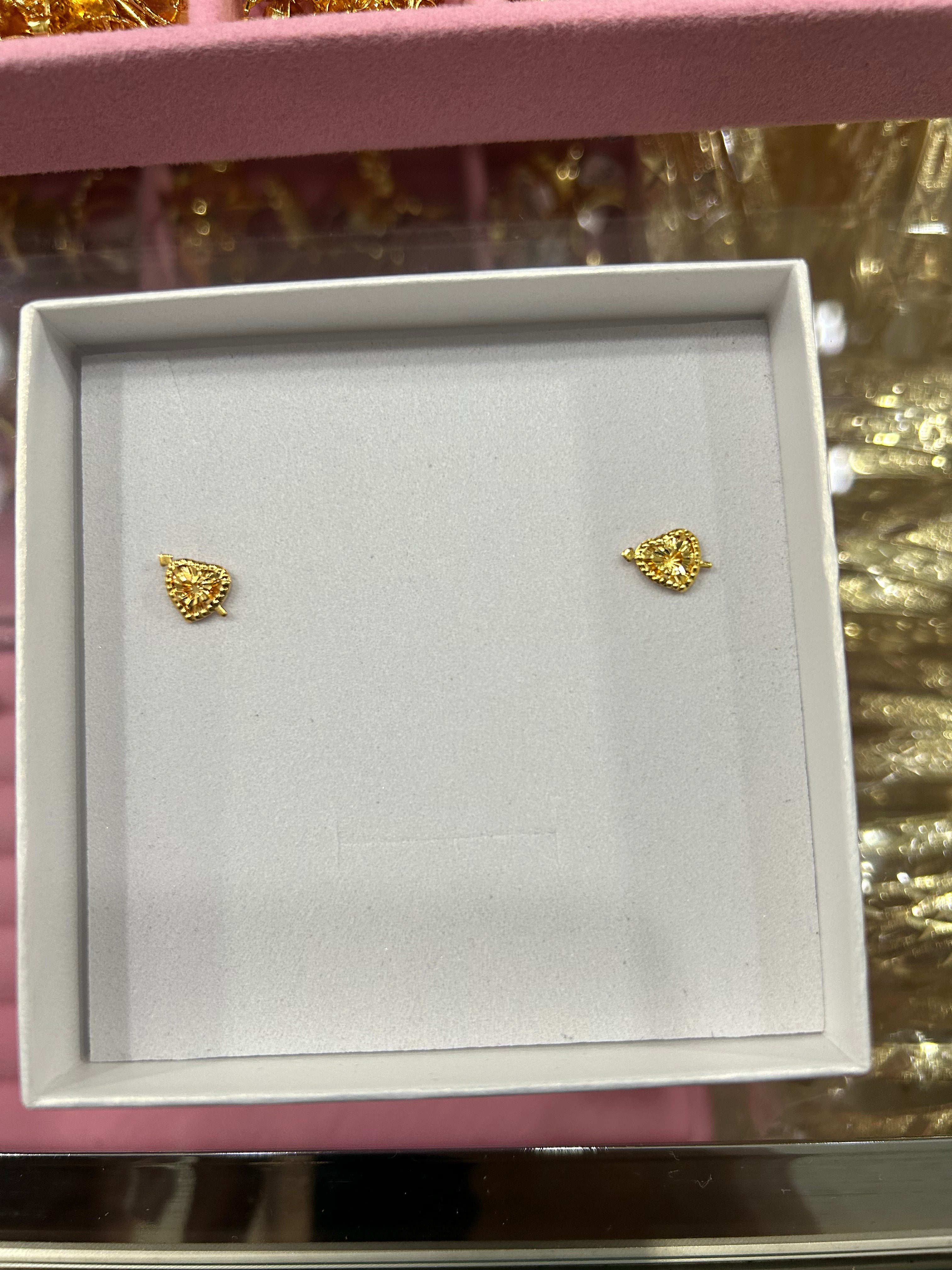 24K Gold Plated Heart & Arrow Stud Earrings
