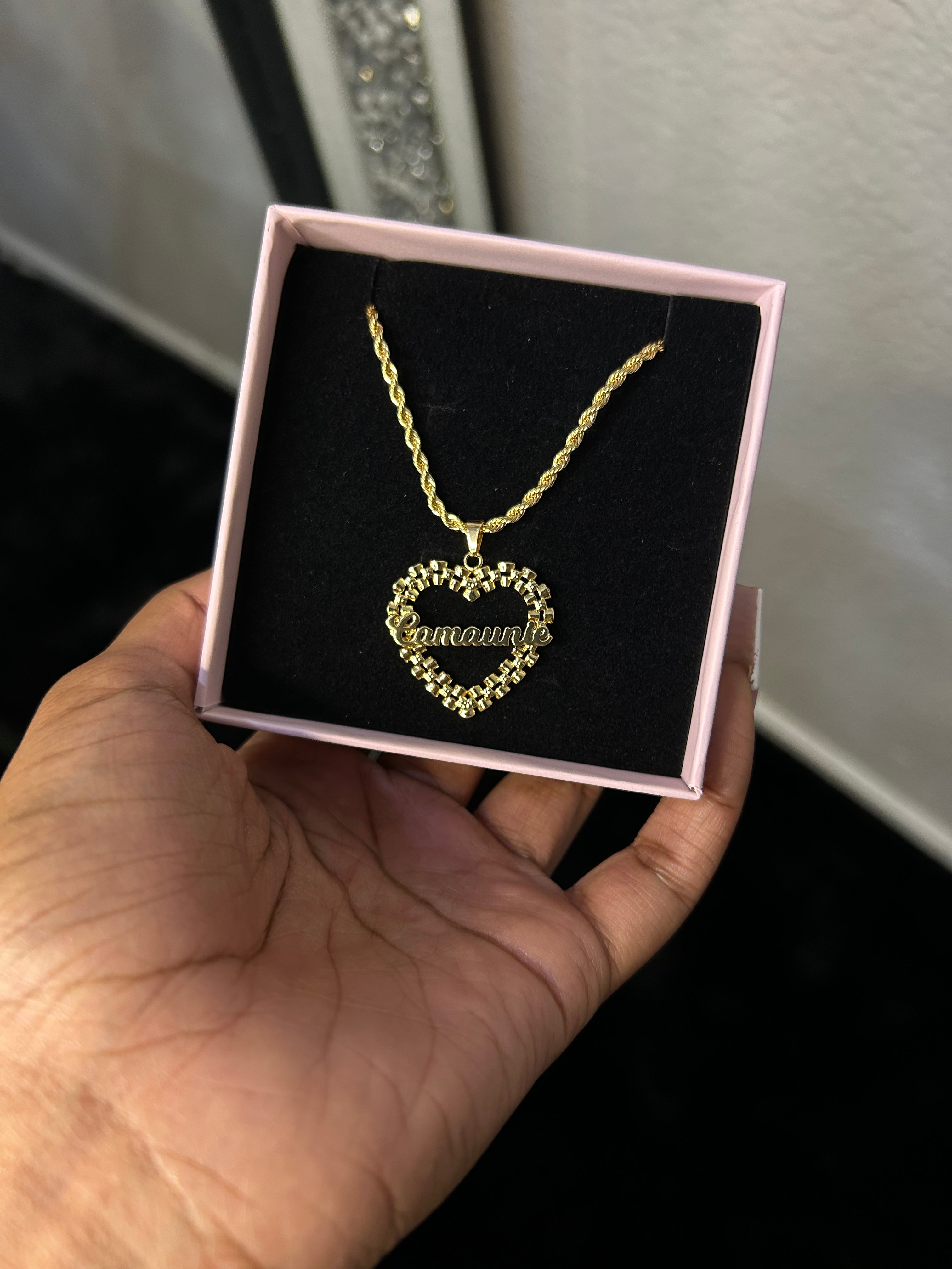 Rolex Heart Custom Name Necklace