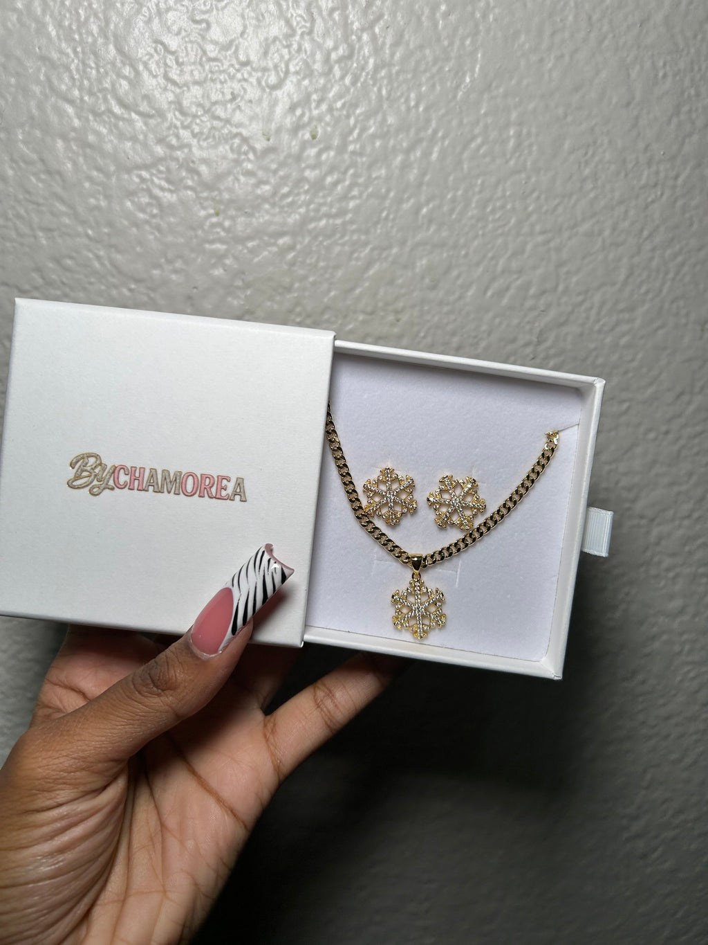 Gold CZ snowflake full set