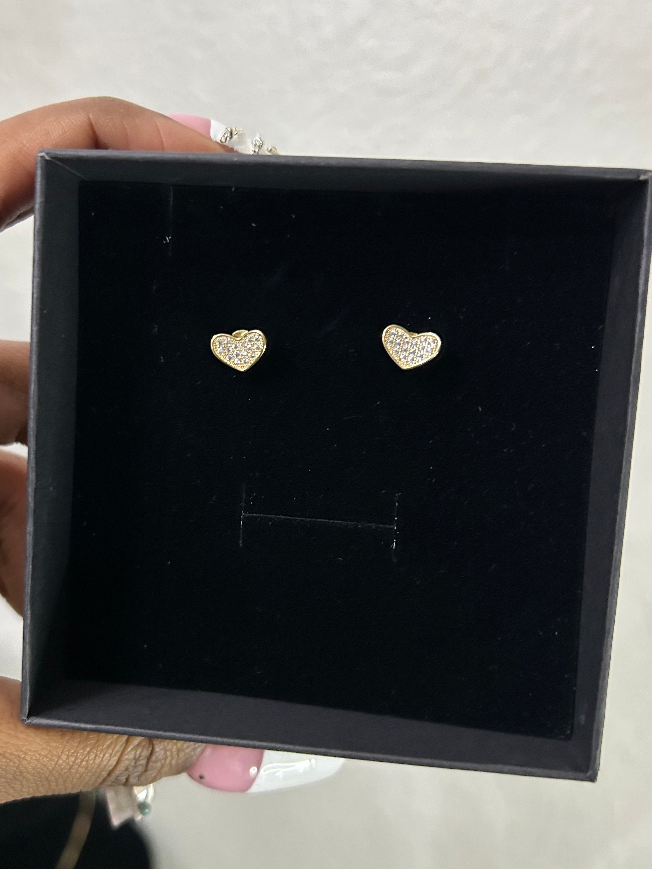 Heart Cz Stud Earrings