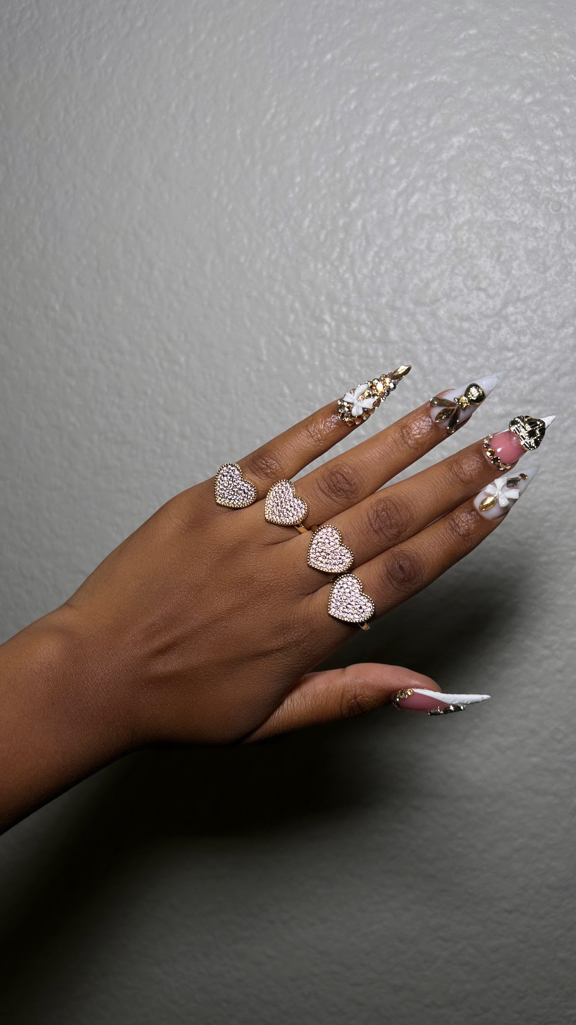 Pink Icy Heart Ring