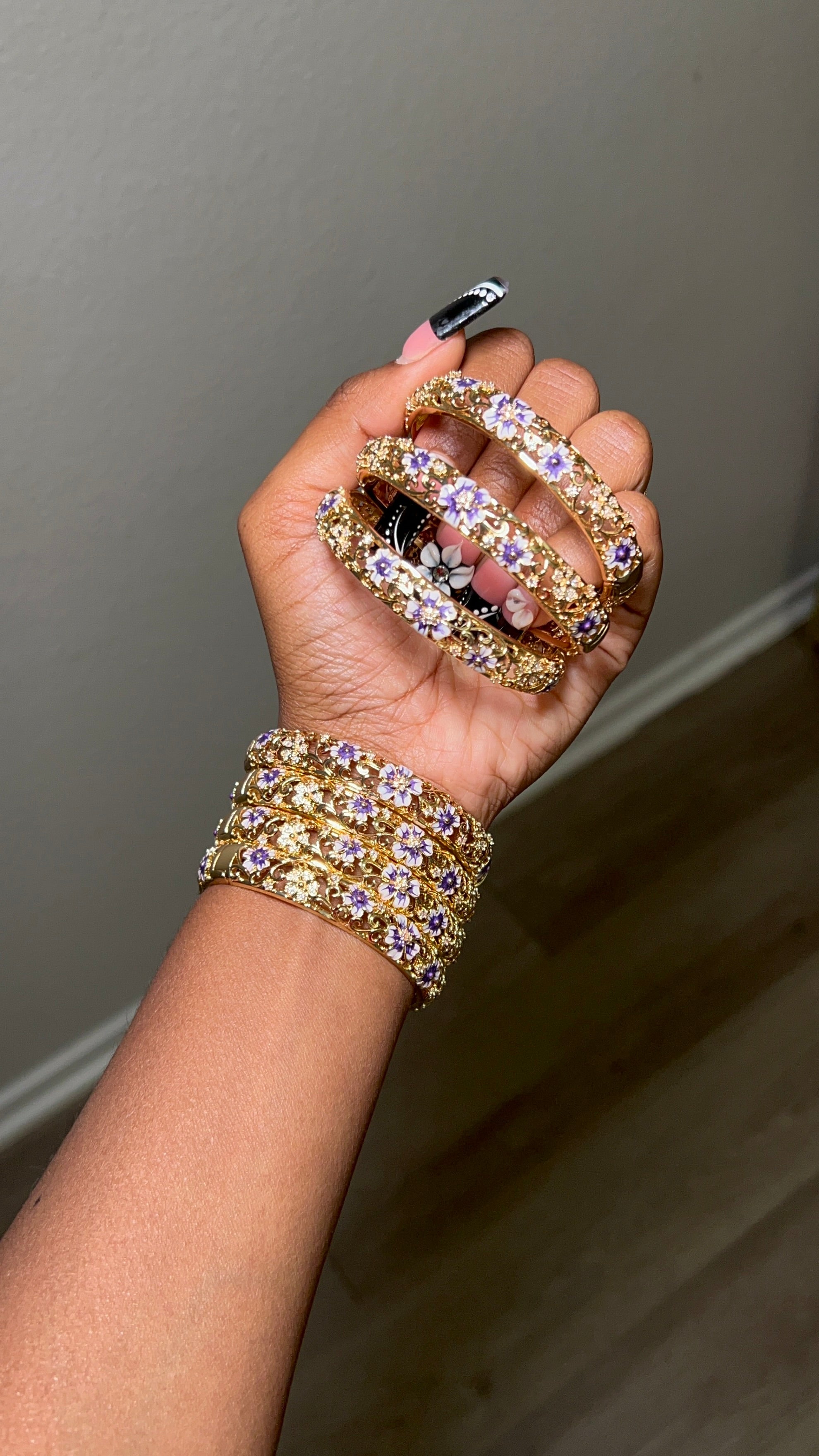 Golden Floral Bangles