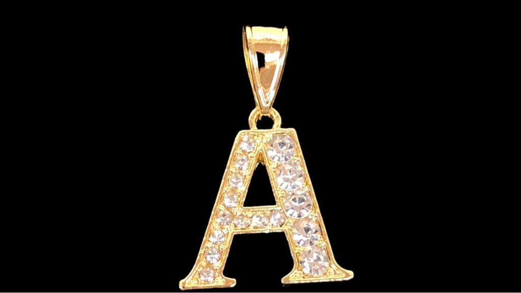 18K CZ Gold Initial Pendant