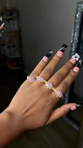 Oversized Pink Cz Floral Ring on Rolex Band