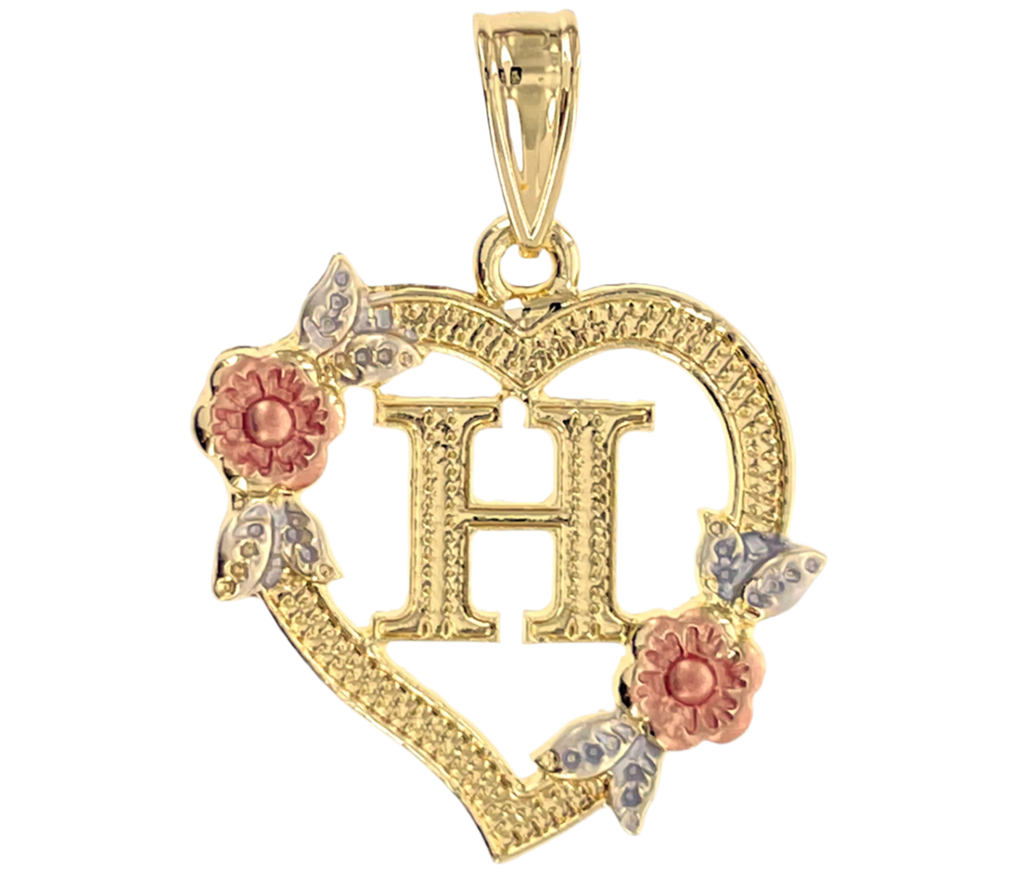 14K Gold Flower Initial Pendant