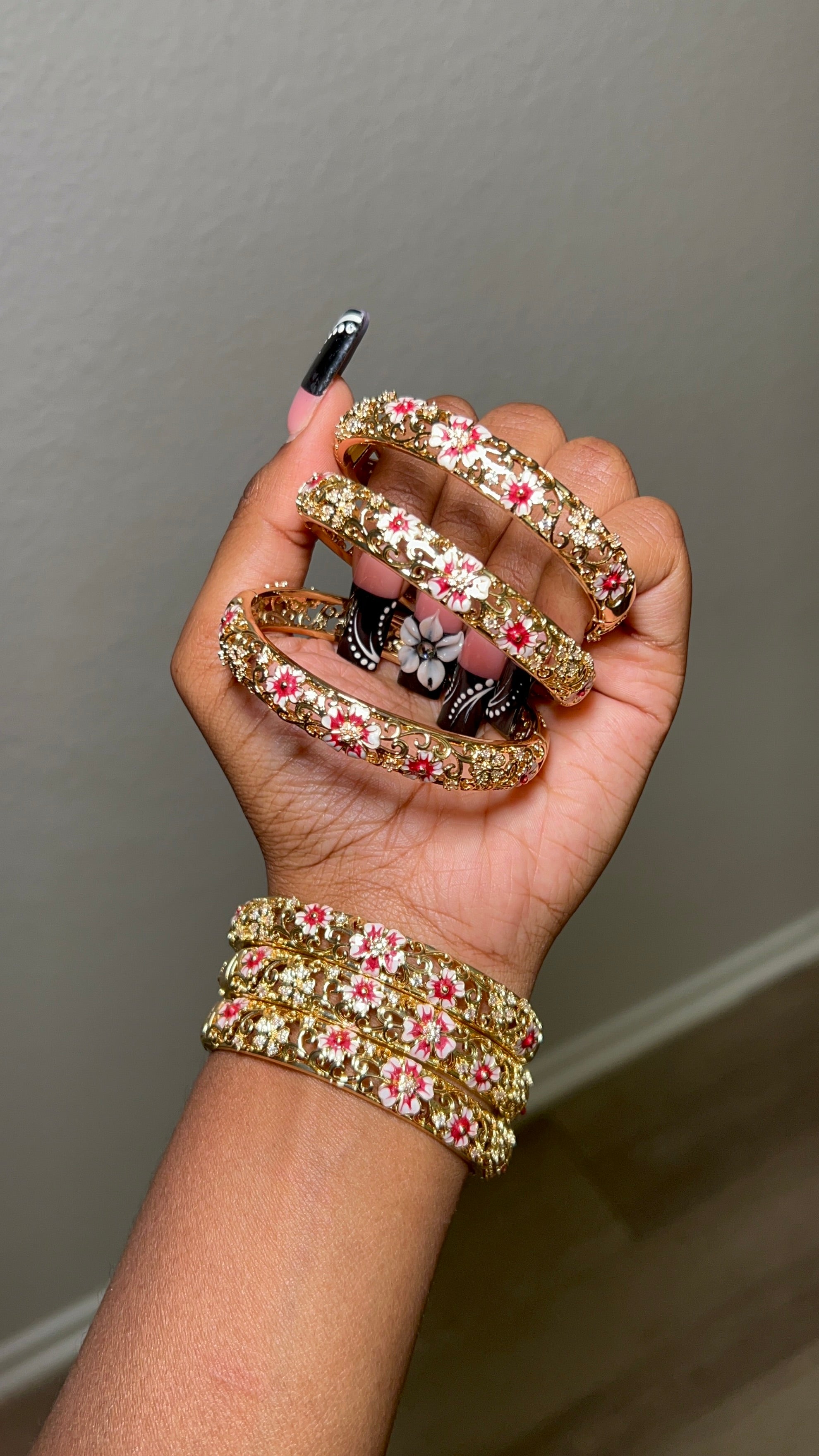 Golden Floral Bangles