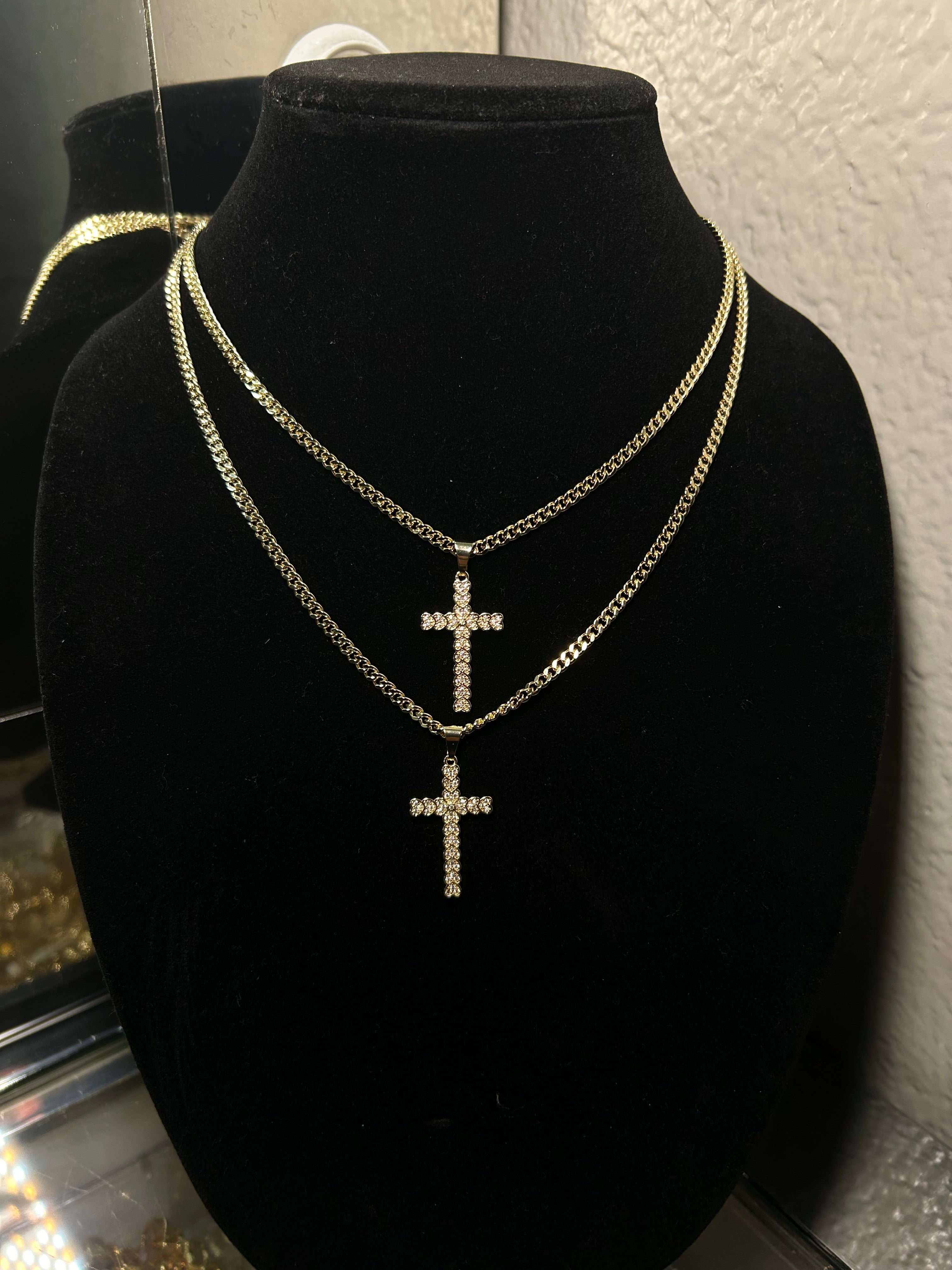 Cross With Hearts Pendant & Chain