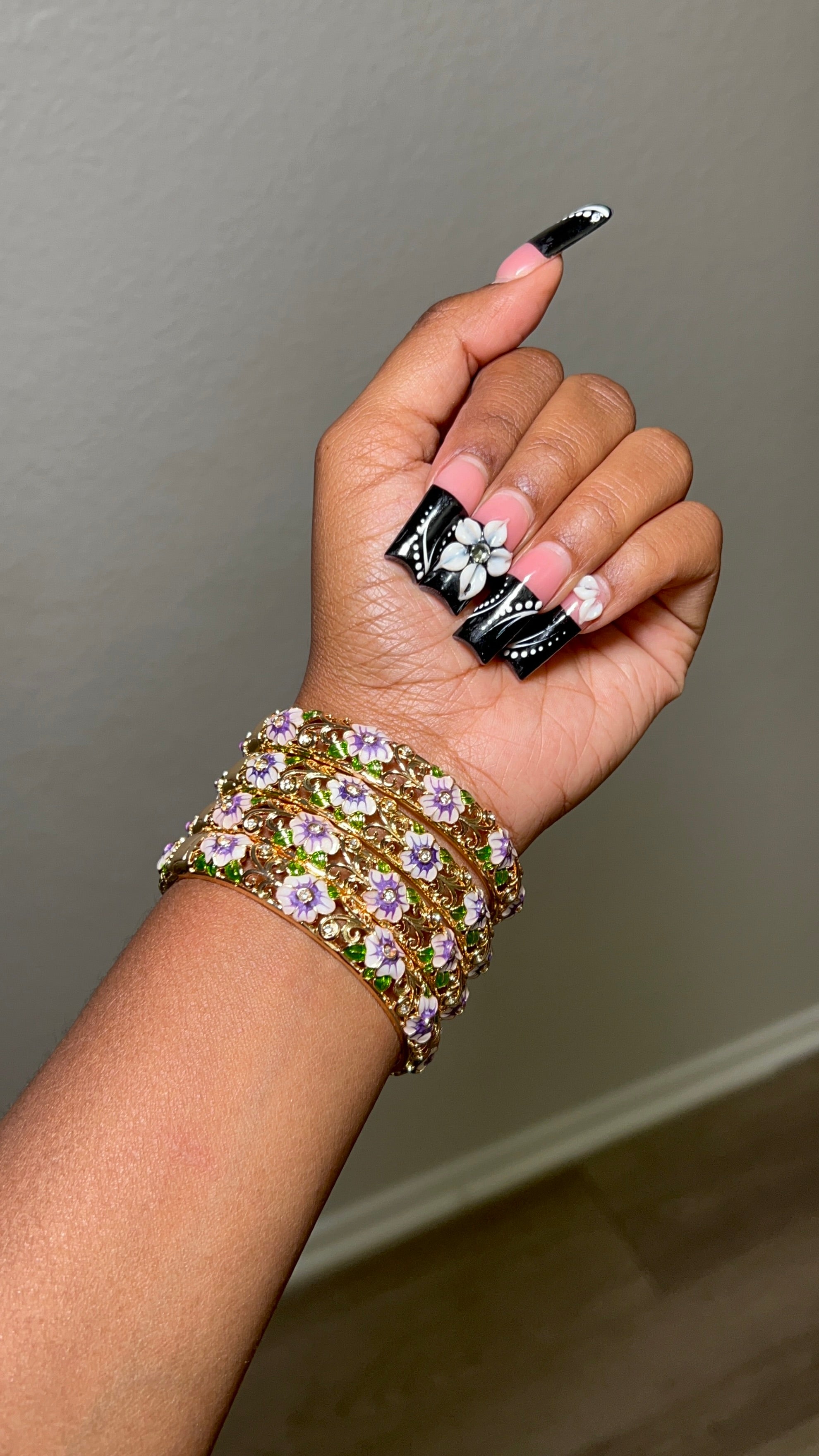 Golden Floral Bangles