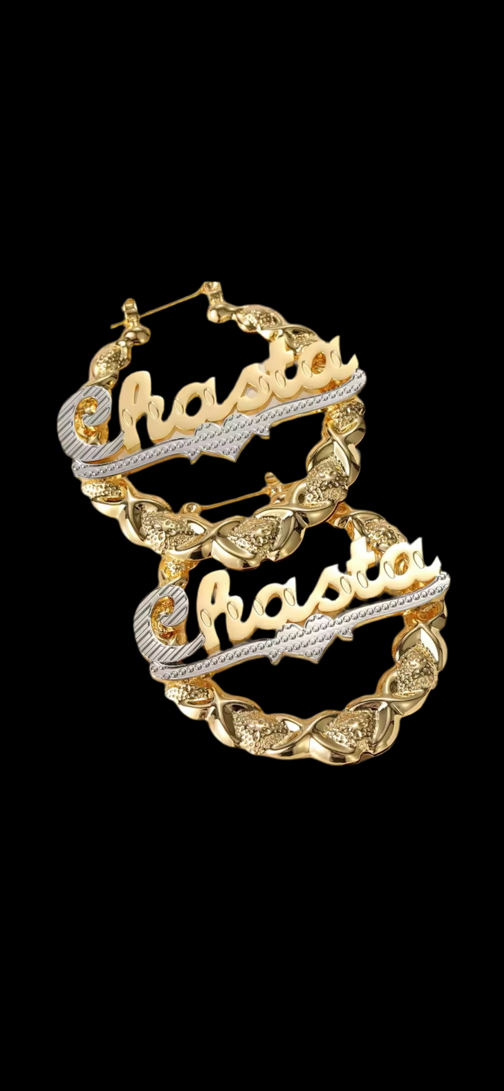 18K XOXO Gold custom name hoops