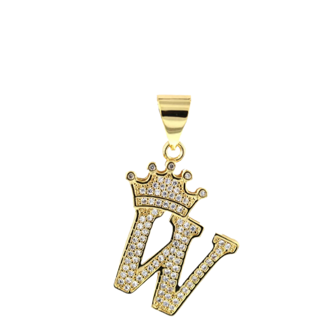 Gold Crown Initial Pendant