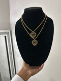 Rolex Heart Crown CZ Pendant & Chain