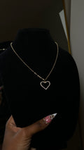 Gold CZ Heart Pendant & Chain