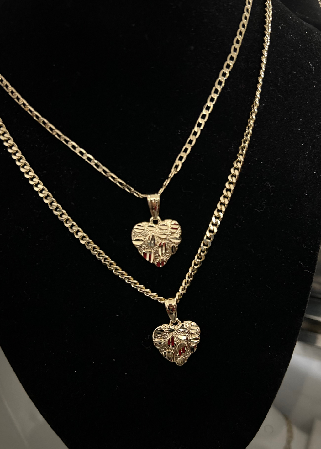 Heart Nugget Pendant with 3mm Cuban chain