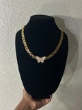 Pink CZ Butterfly Slider Heart Pendant