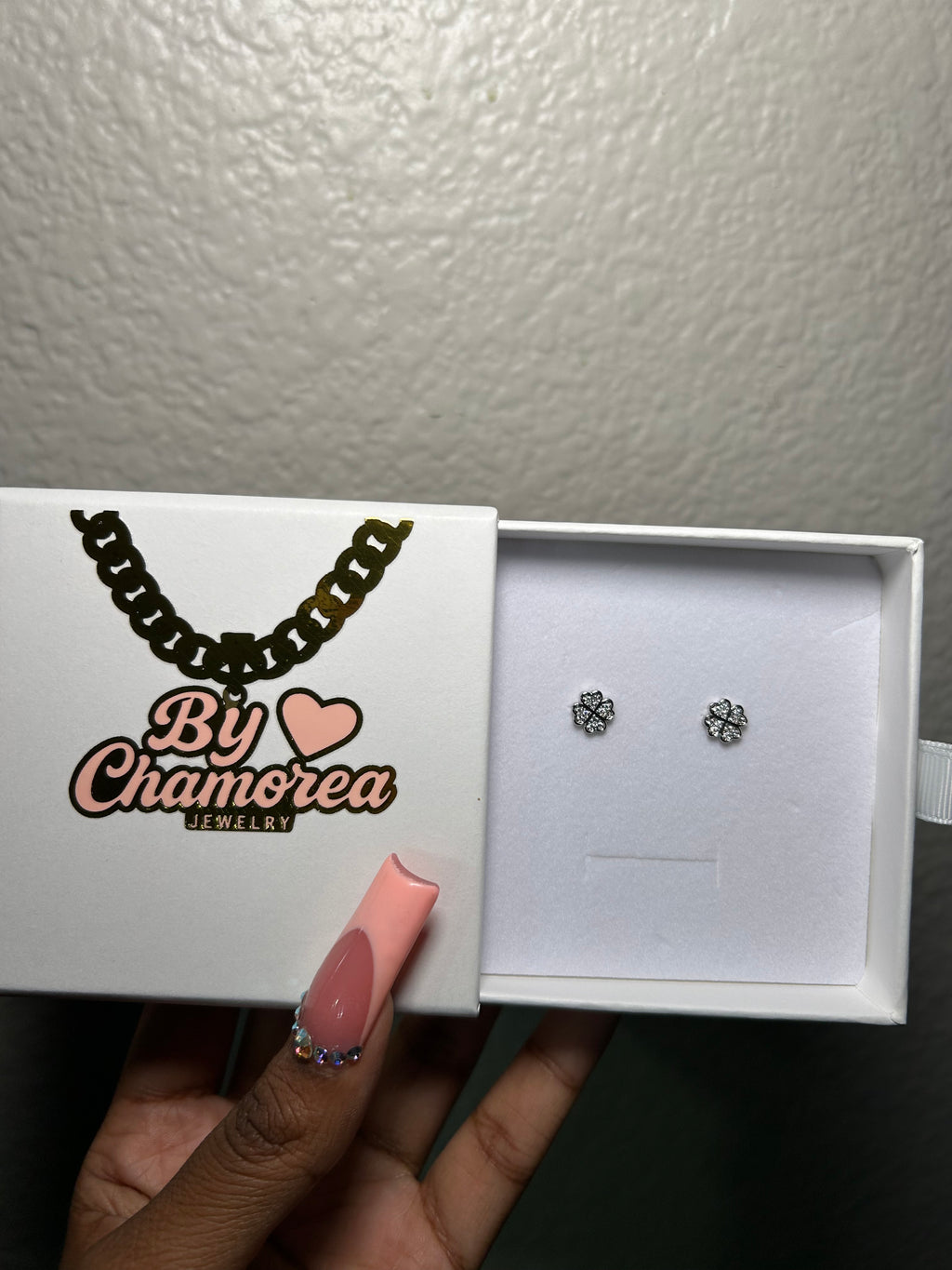 Cz Clover Stud Earrings