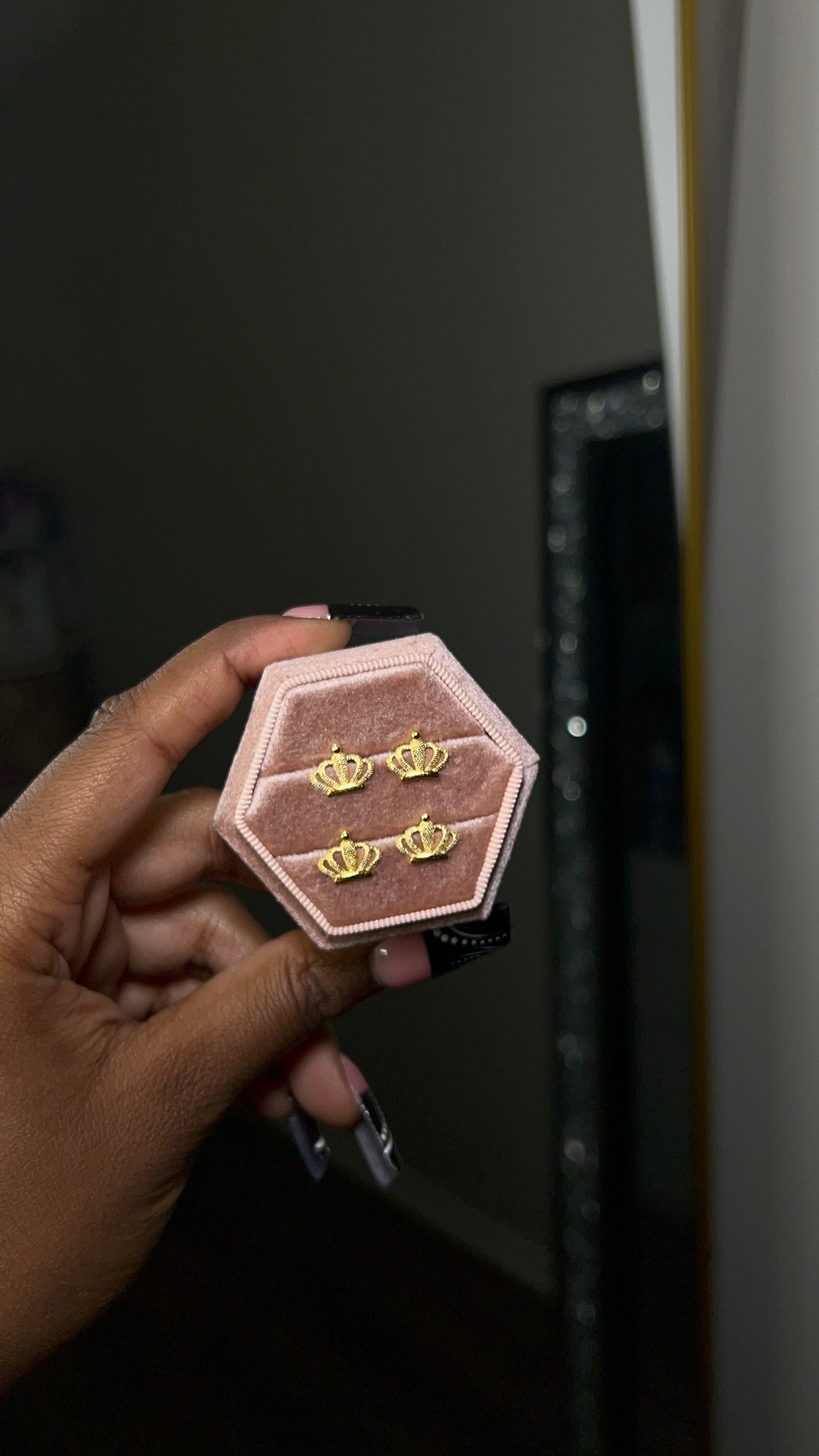 24K Gold Plated Crown Stud Earrings