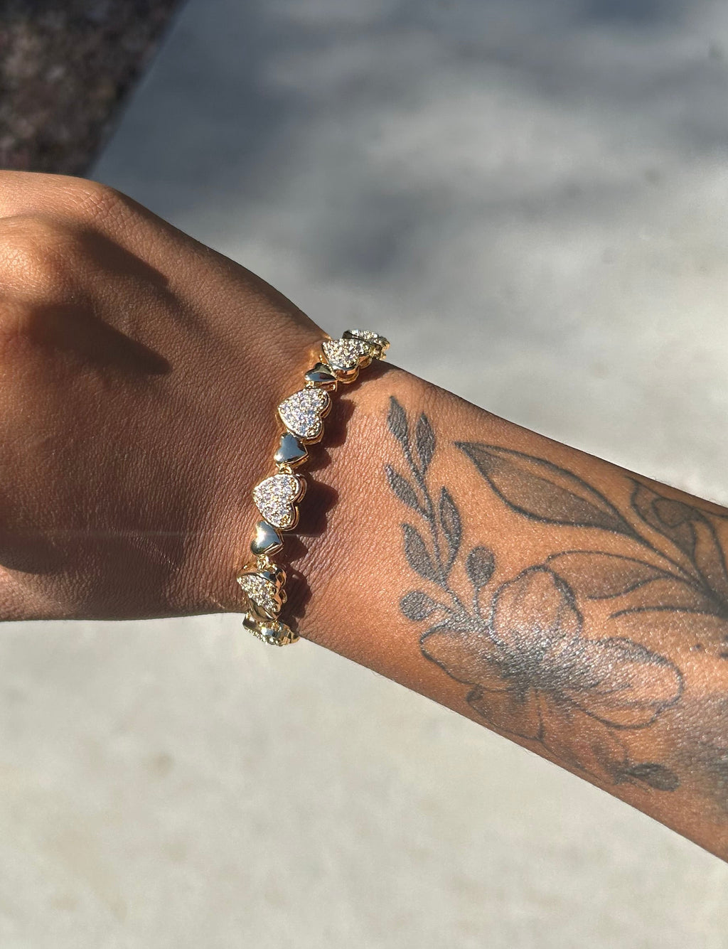 Gold CZ Heart Bracelet