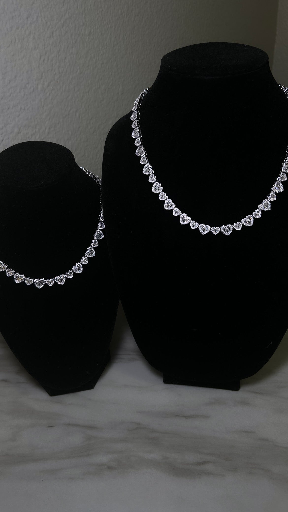 Silver Baguette Heart Necklace