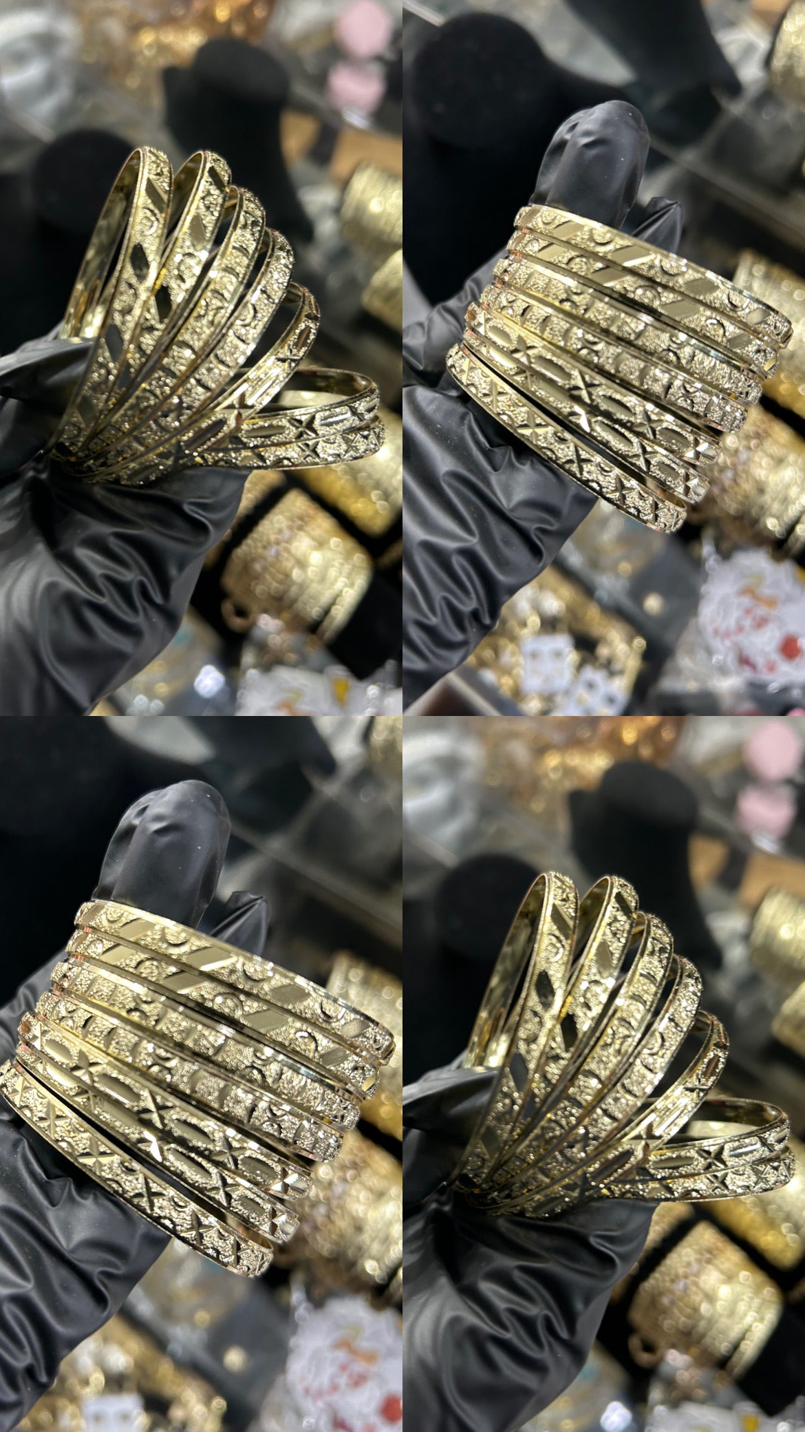 18K Gold Bangles Mixed Designs